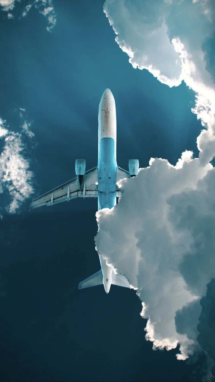 Planode Fundo De Pequenos Aviões Pixel 3 Atrás De Uma Nuvem.
