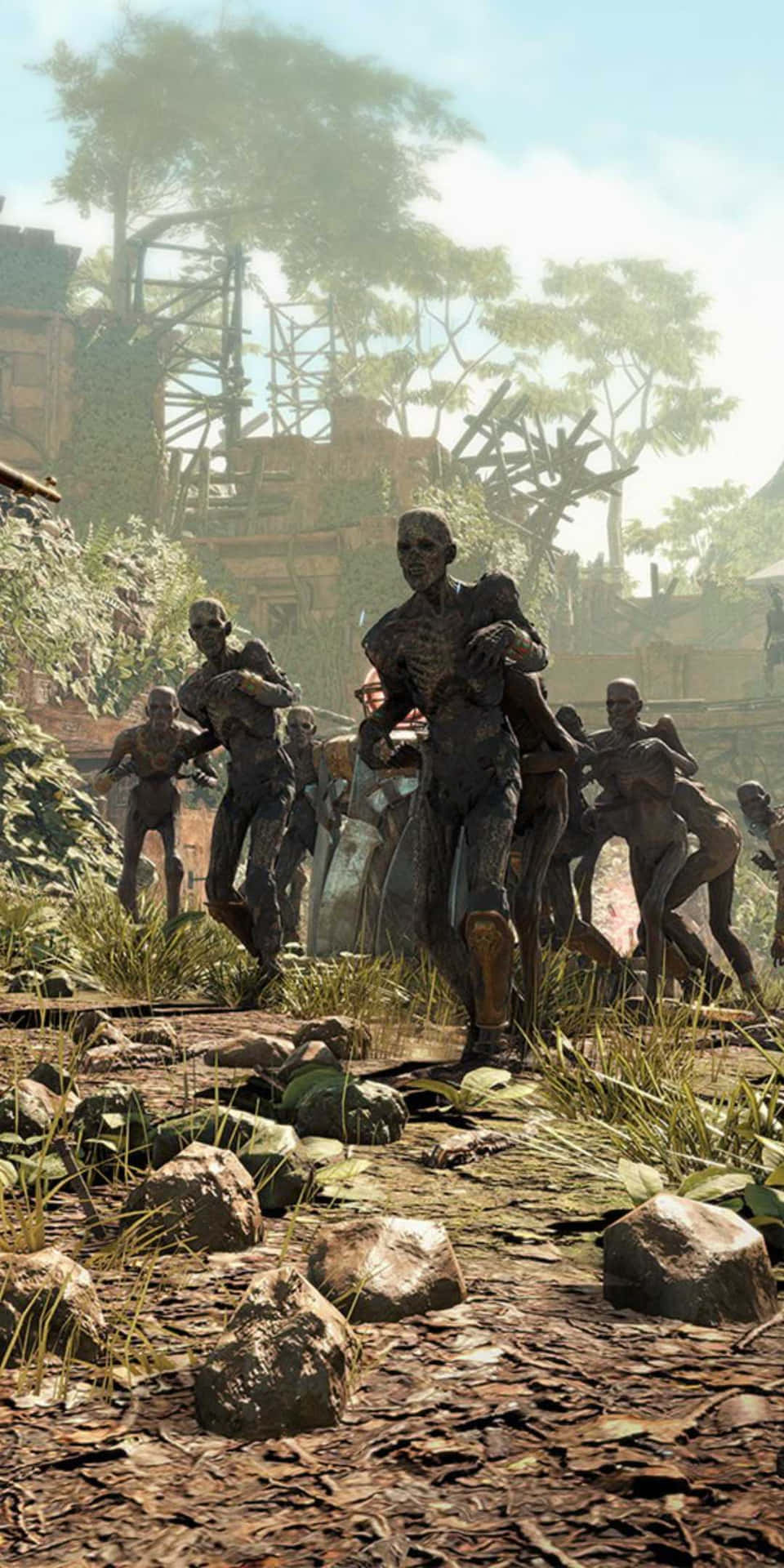 A Group Of Soldiers Are Running Through A Forest