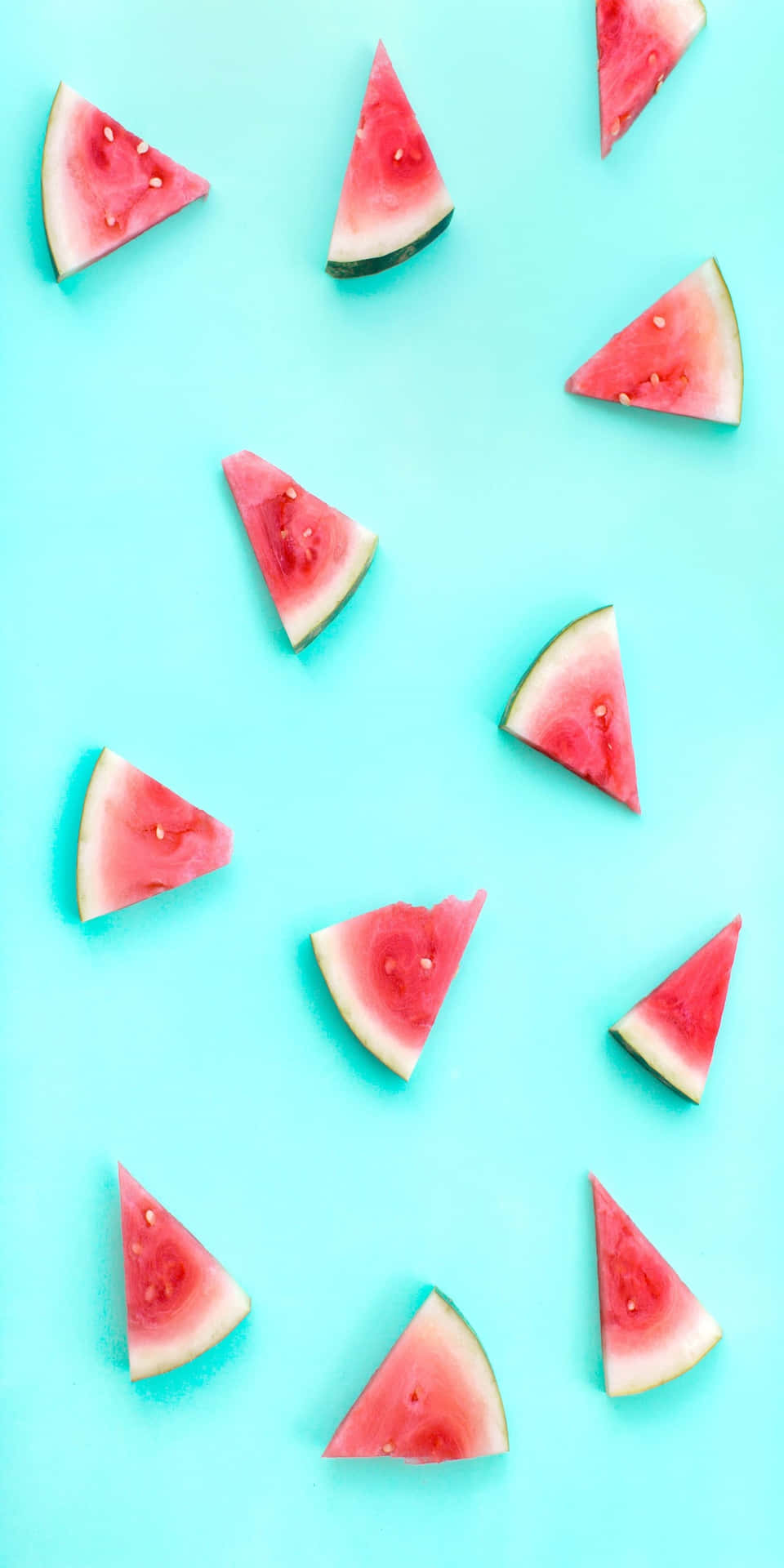 Vattenmelonskivor,turkos Pixel 3 Sommar Bakgrund