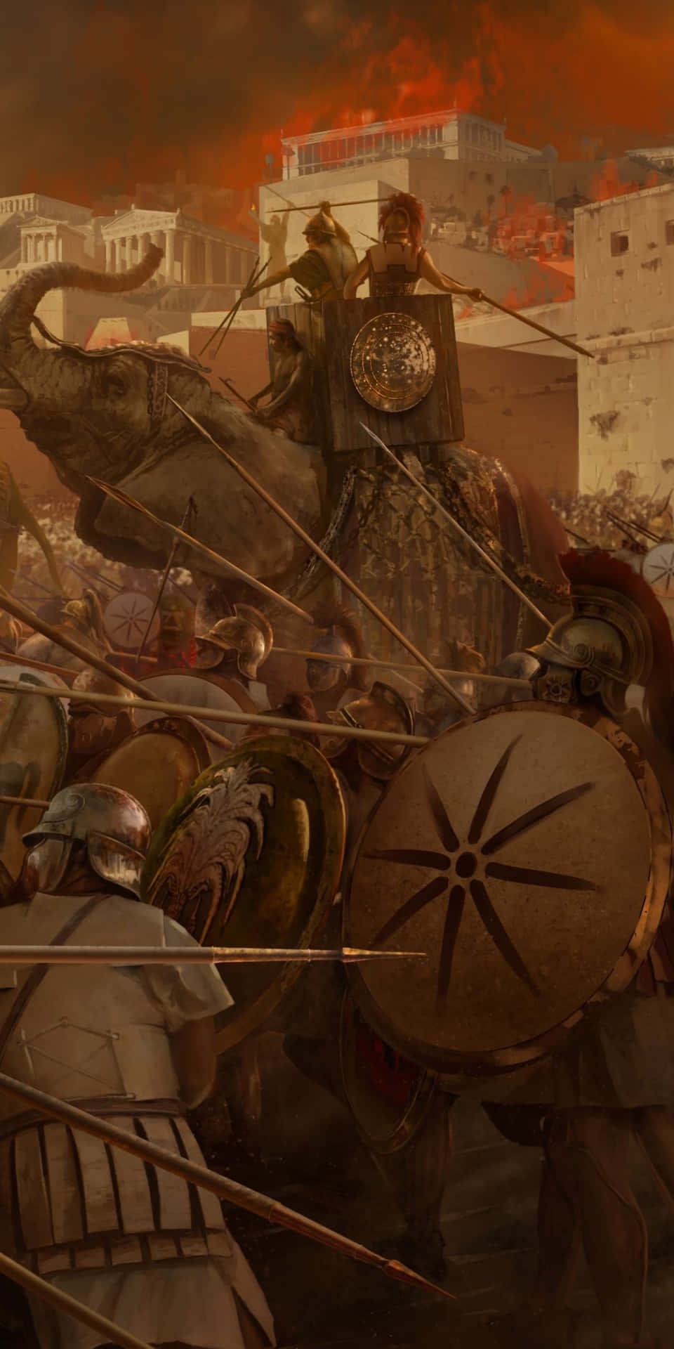 Sfondopixel 3 Di Total War Rome 2: Romani Che Combattono Con Gli Elefanti.