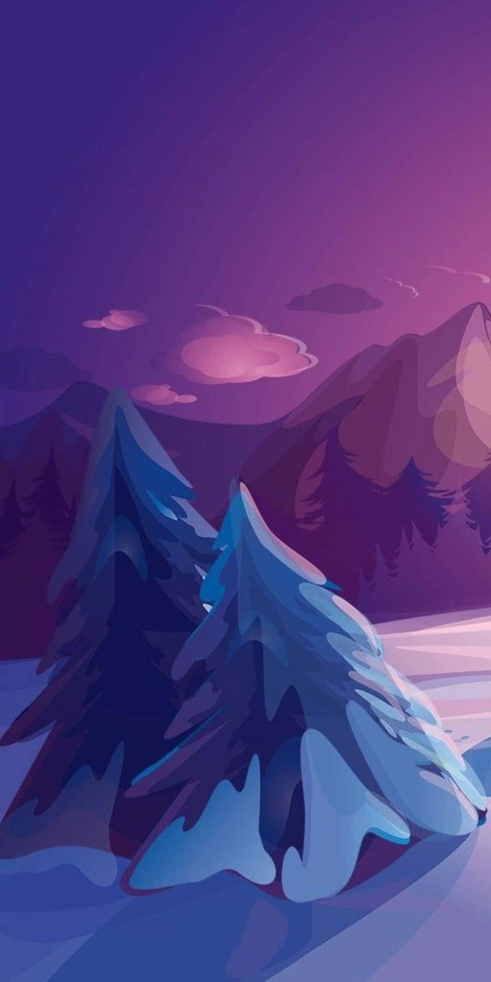 Pixel3-vinterskärmdump Som Visar Snötäckta Träd.