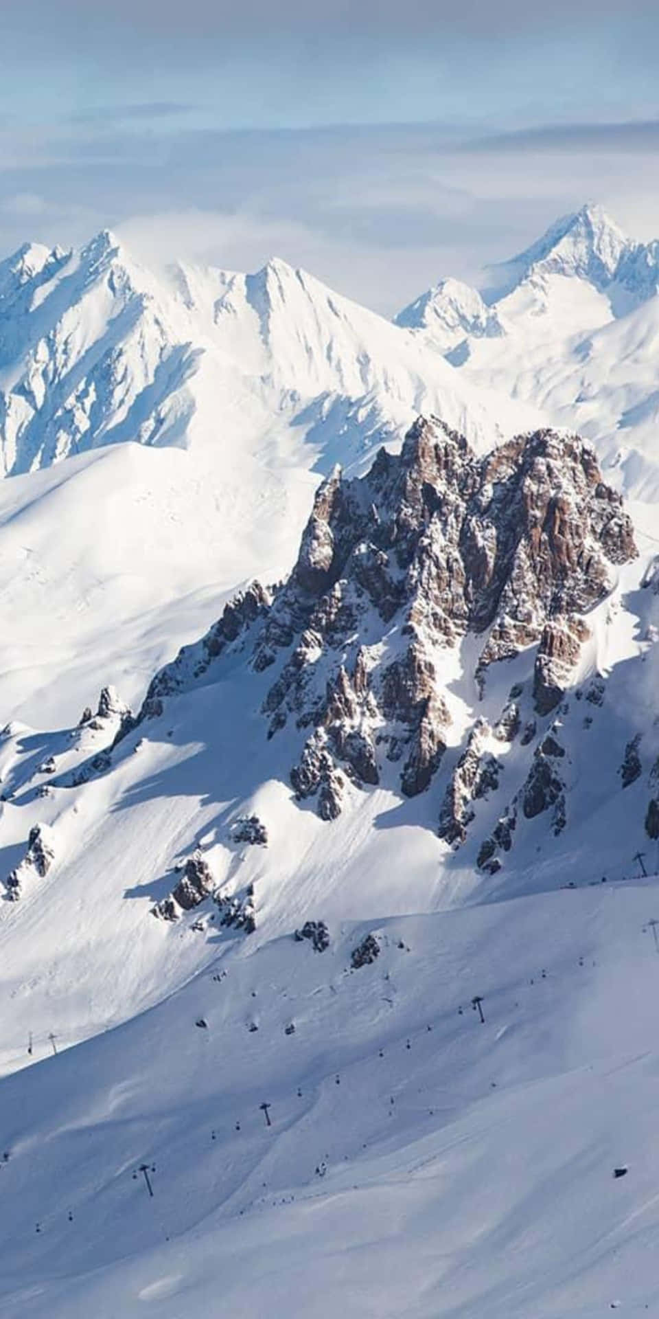 Pixel 3 Winter Baggrund Snefulde Bjerge Gletsjer