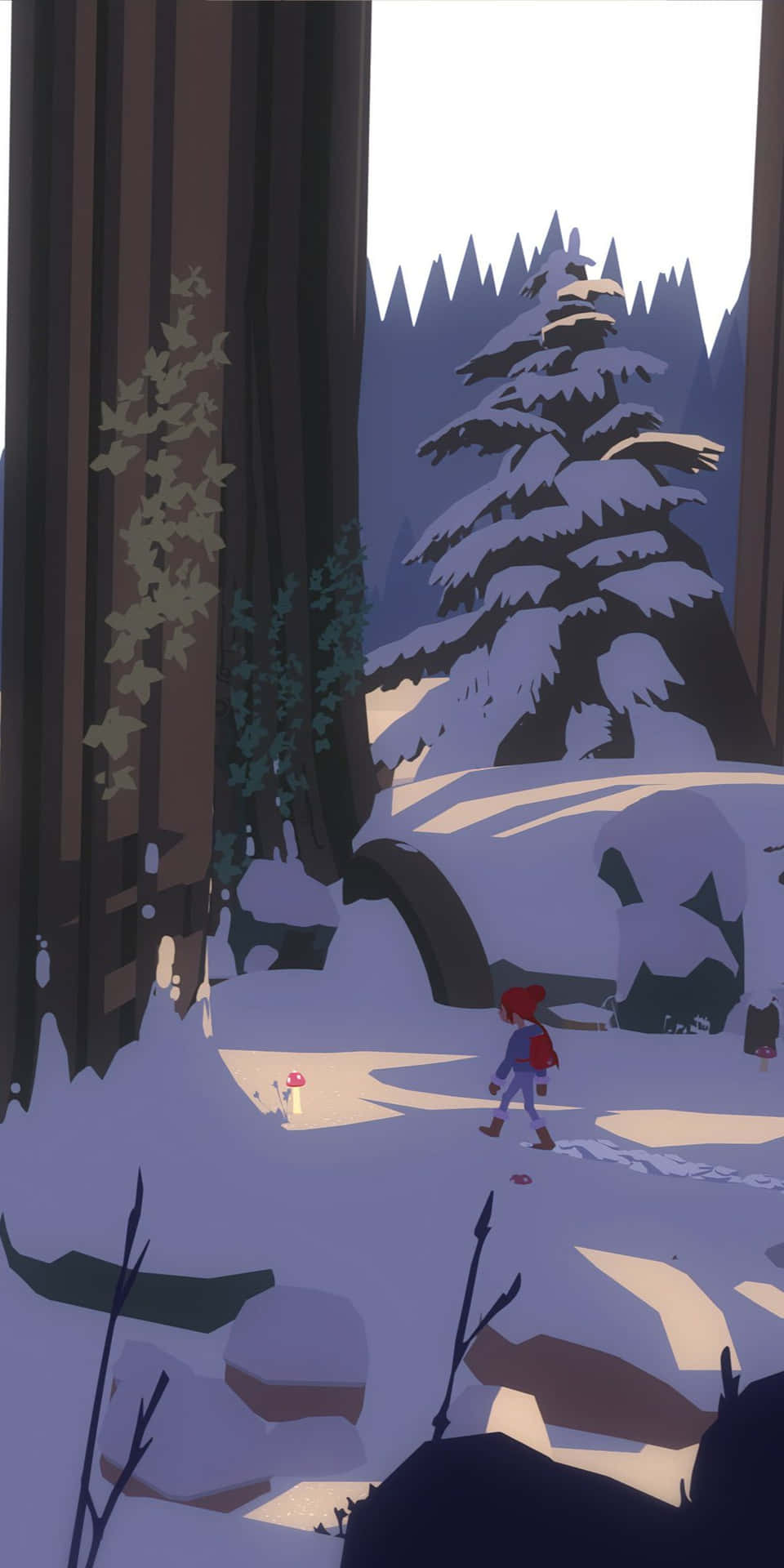 Pixel3 Winter Hintergrundzeichnung Kind Im Wald