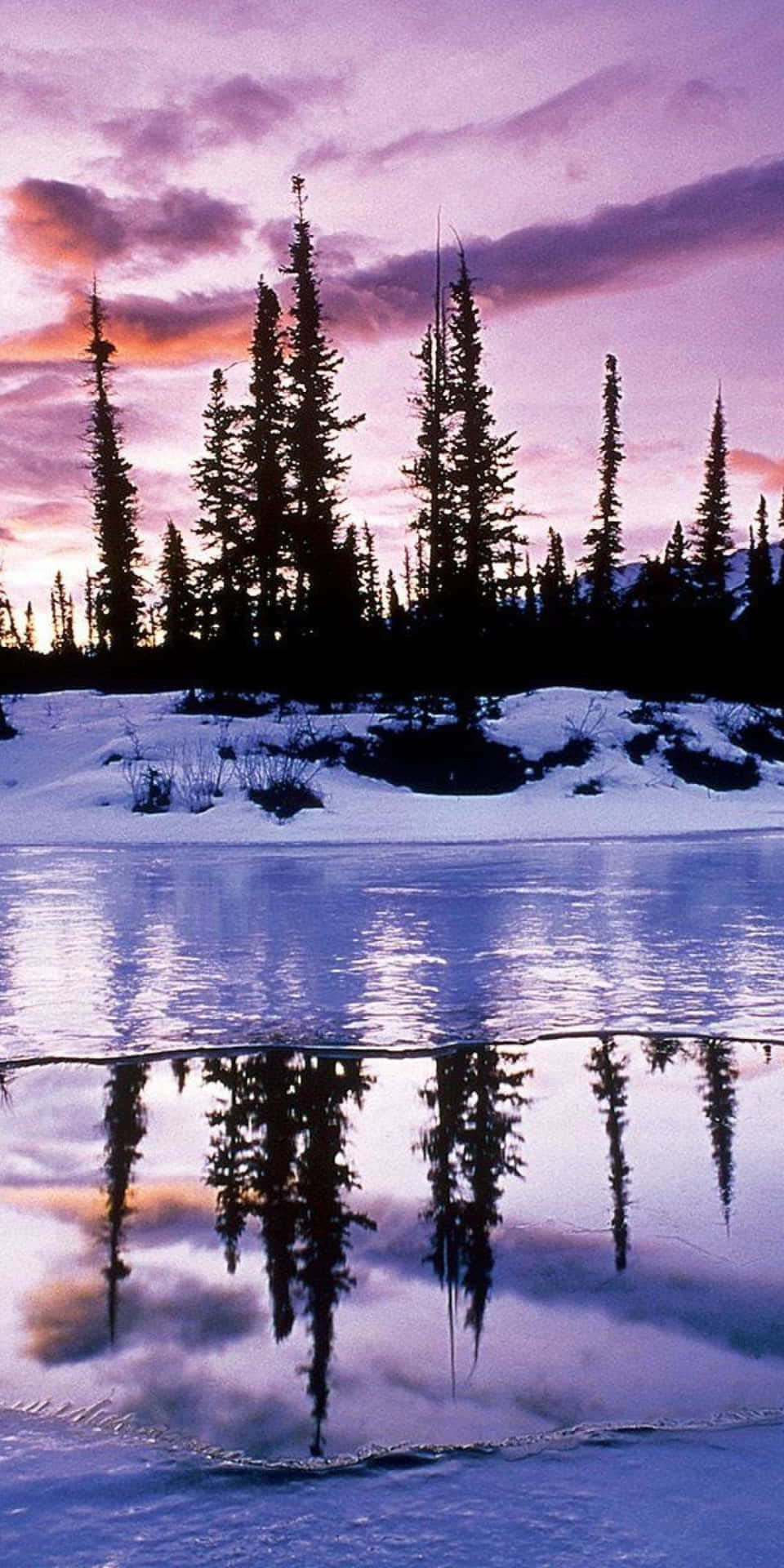 Pixel3 Vinterbakgrund Icy Reflective River.