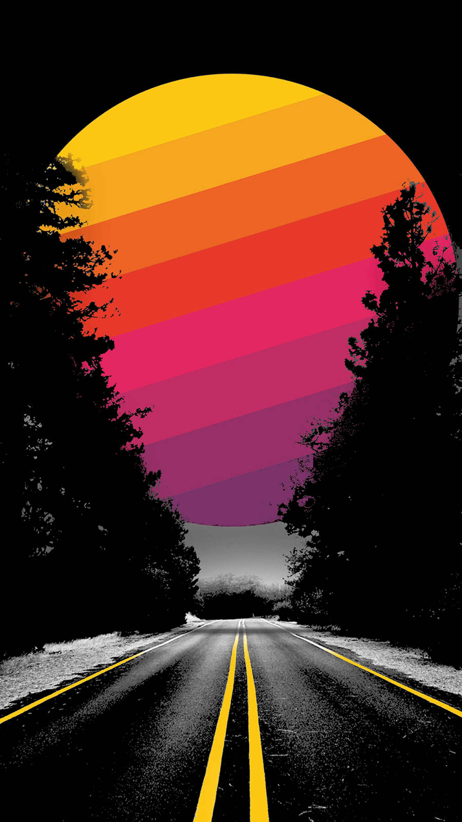 Pixel 3 Xl Colorful Moon Road Wallpaper