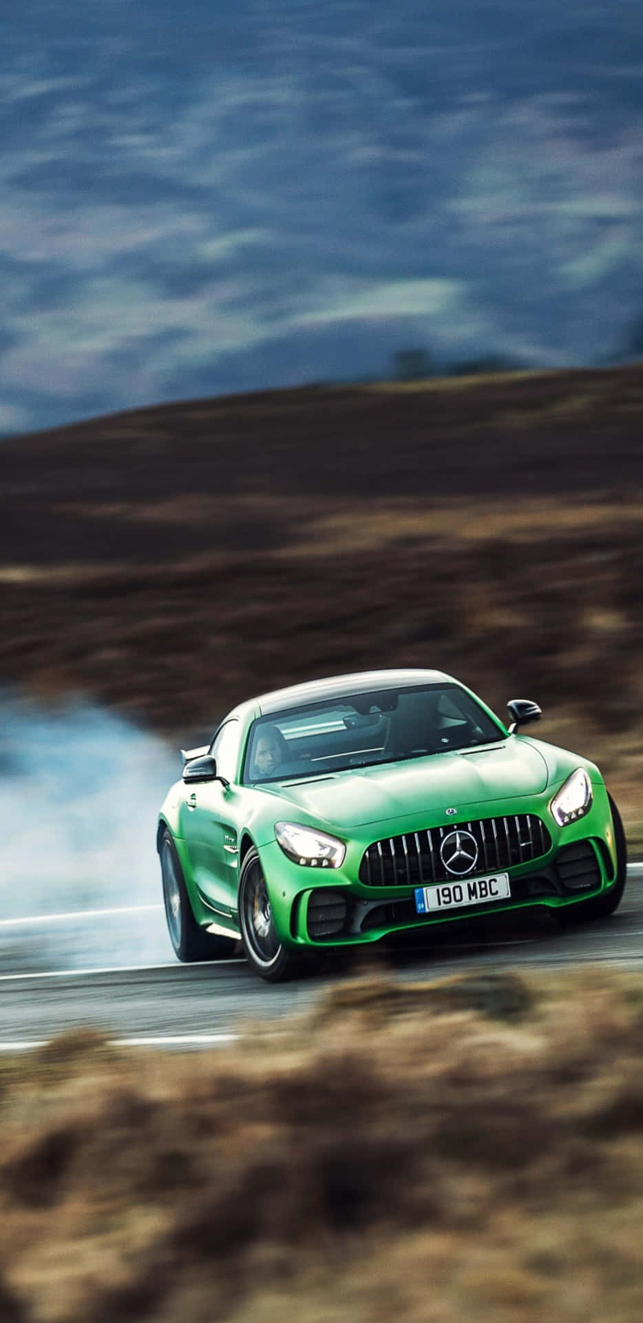 Drifting Green Mercedes-Benz Pixel 3XL AMG GT-R Background