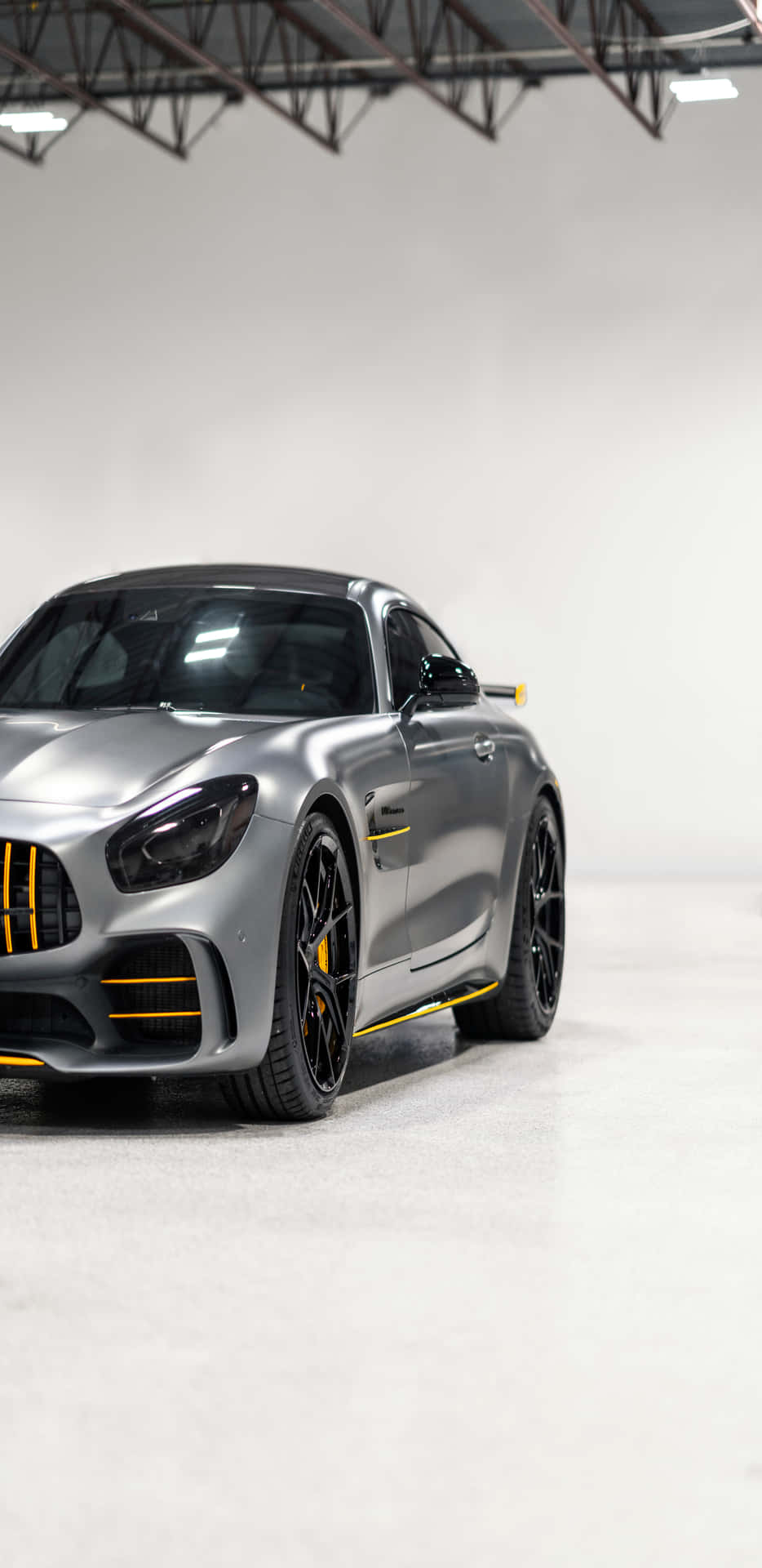 Silver Mercedes With Yellow Detail Pixel 3xl Amg Gt-r Background
