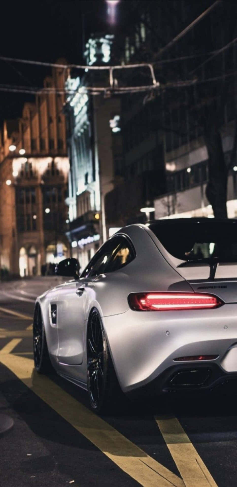Mercedes Amg Gt Parked On The Street At Night