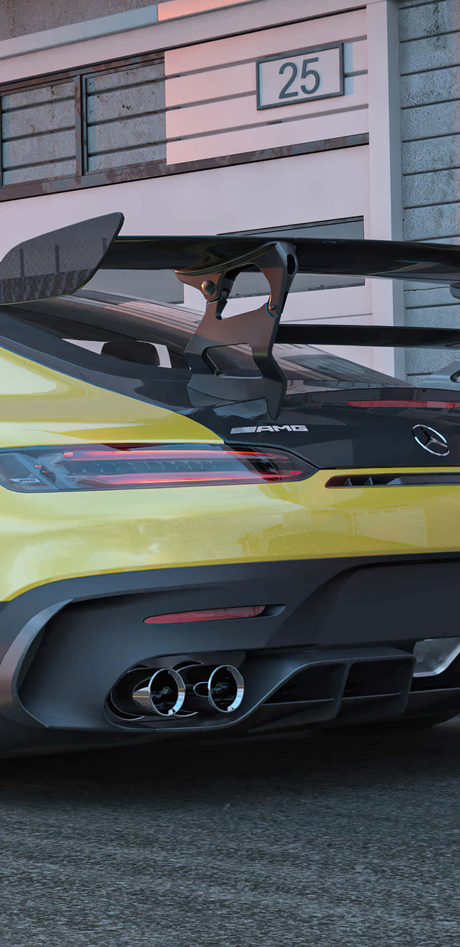 Rear Of Yellow Mercedes Pixel 3XL AMG GT-R Background
