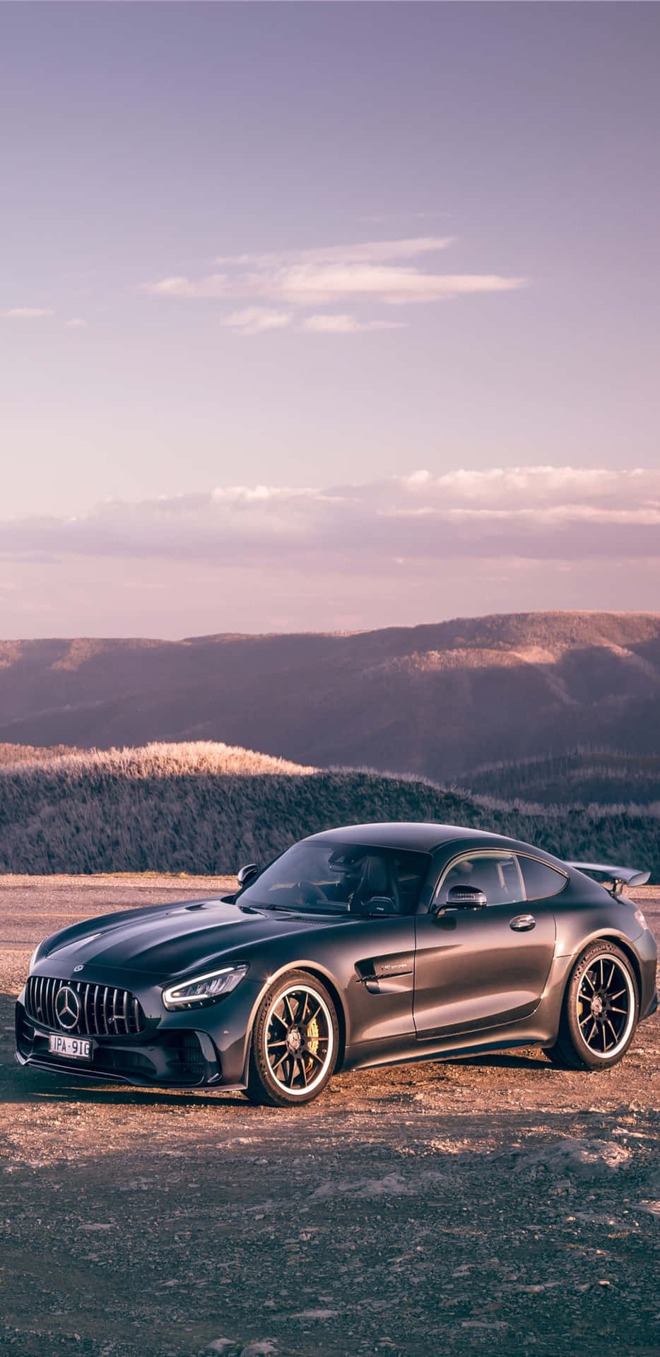 Black Mercedes With Mountain View Pixel 3XL AMG GT-R Background