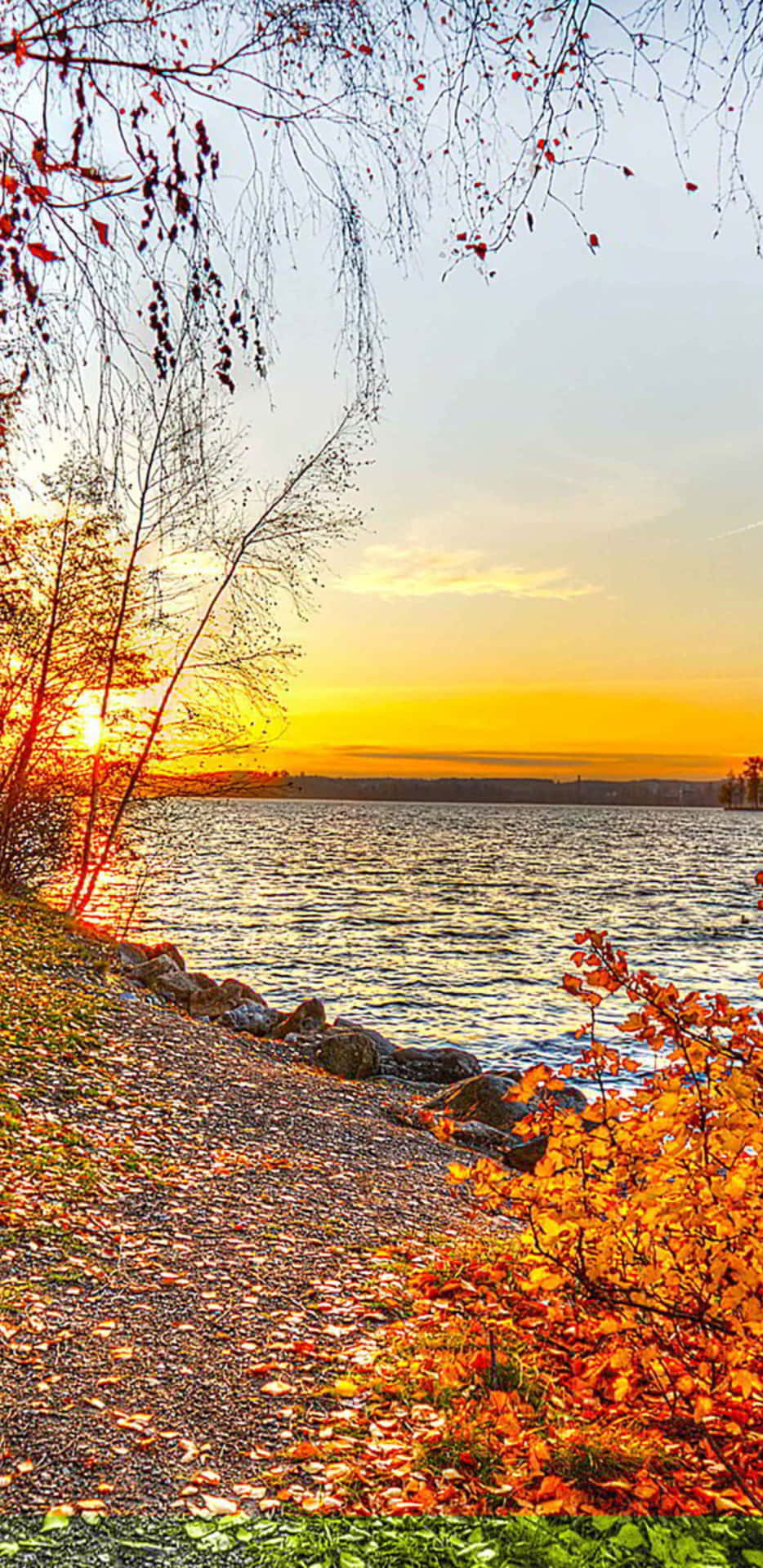 Pixel3xl Herbst-hintergrundbild Eines Sees Bei Sonnenuntergang