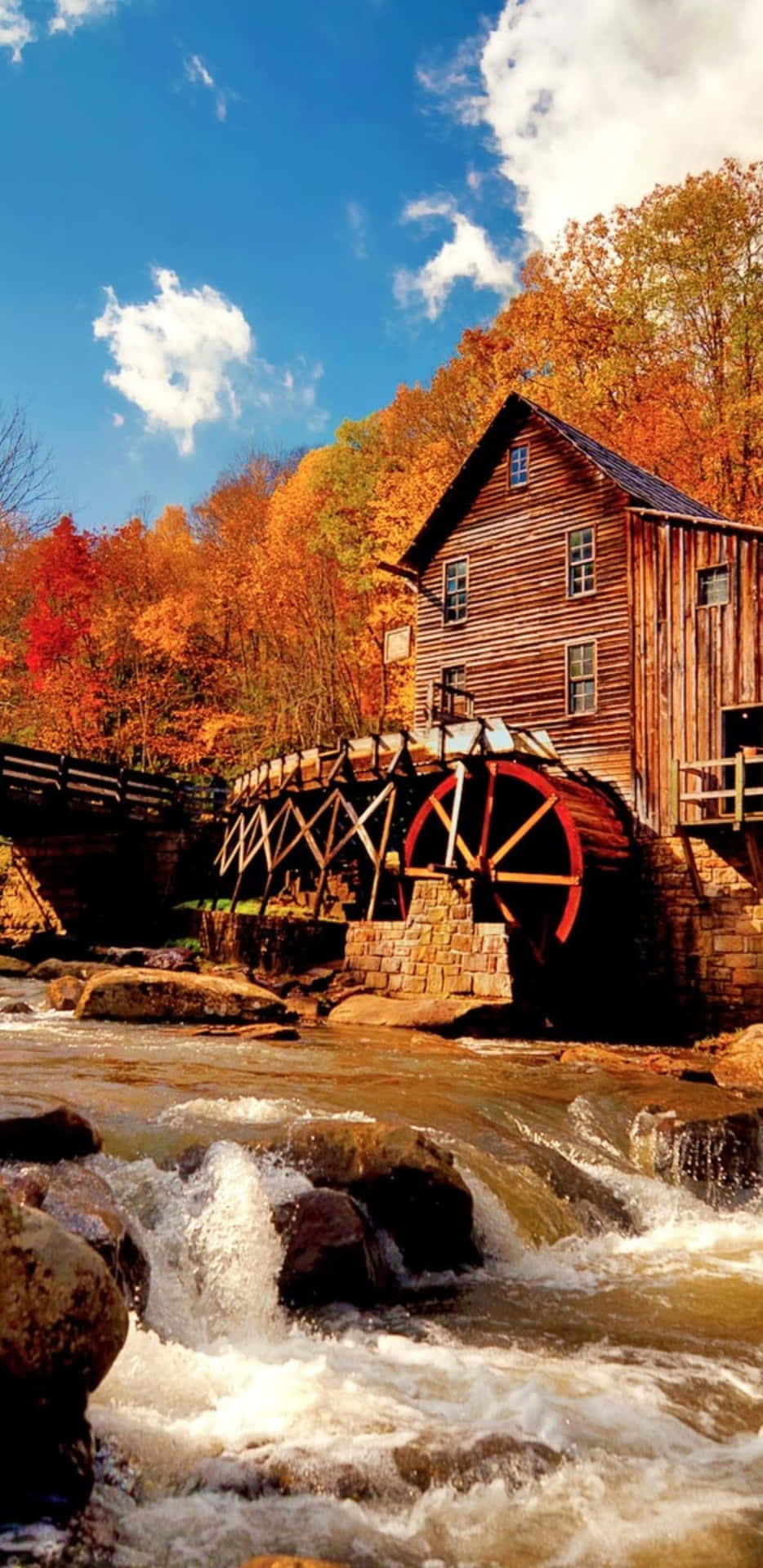 Pixel 3XL Autumn Background Glade Creek Grist Mill