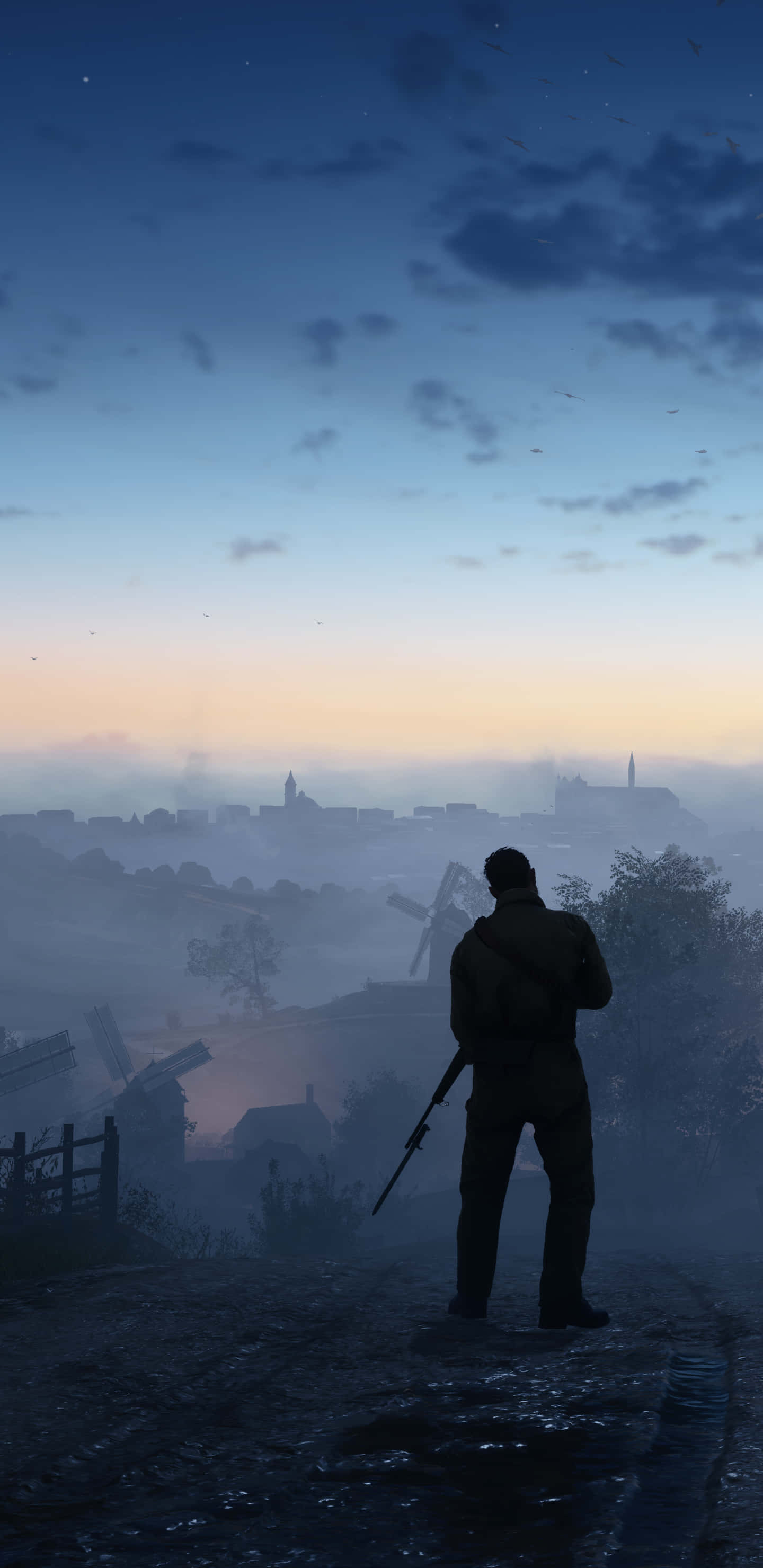 Pixel 3xl Battlefield 1 Background Soldier Overlooking A Town Background