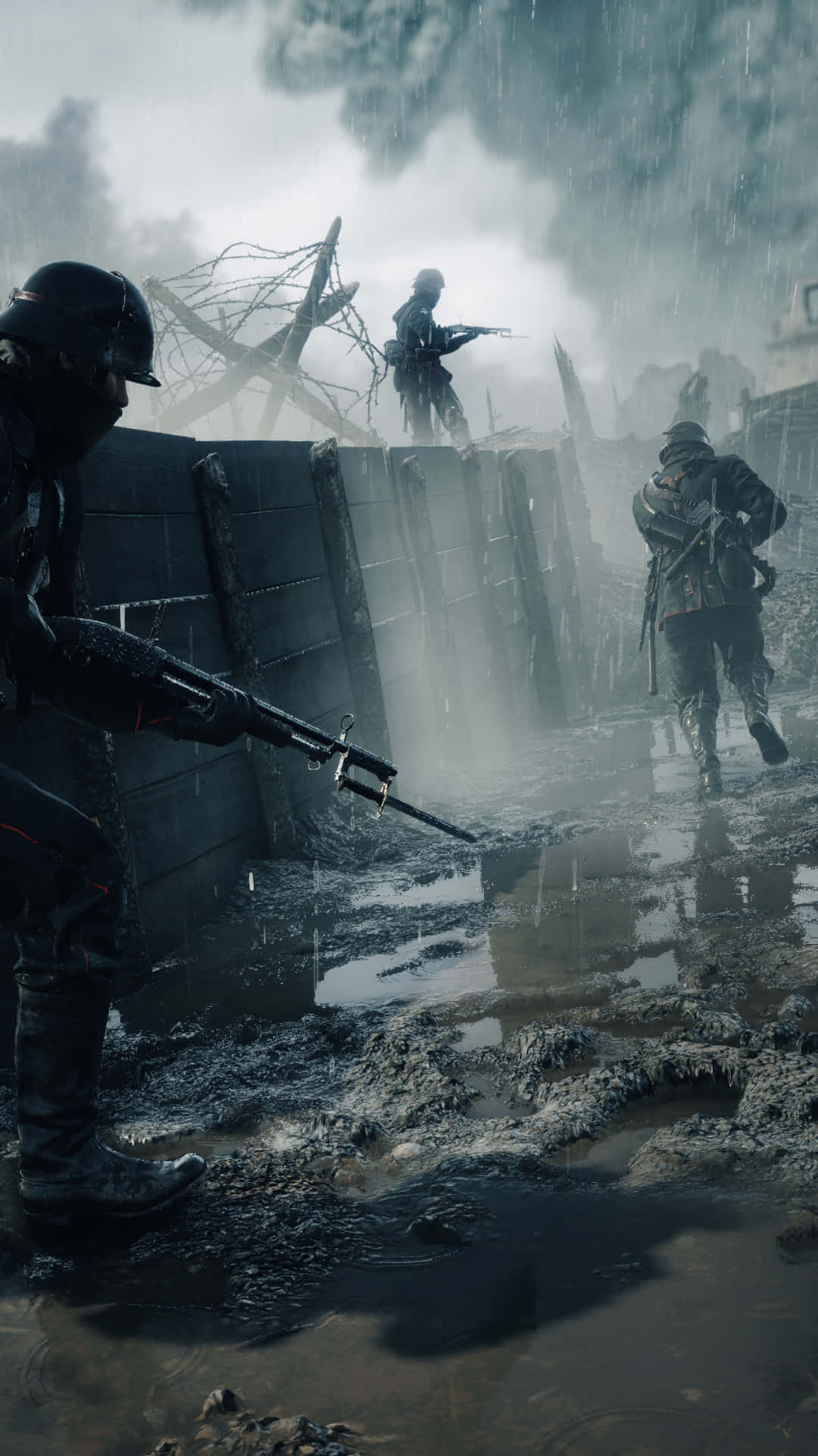 Pixel3xl Bakgrundsbild Med Battlefield 1: Soldater I En Lerig Barrikad.