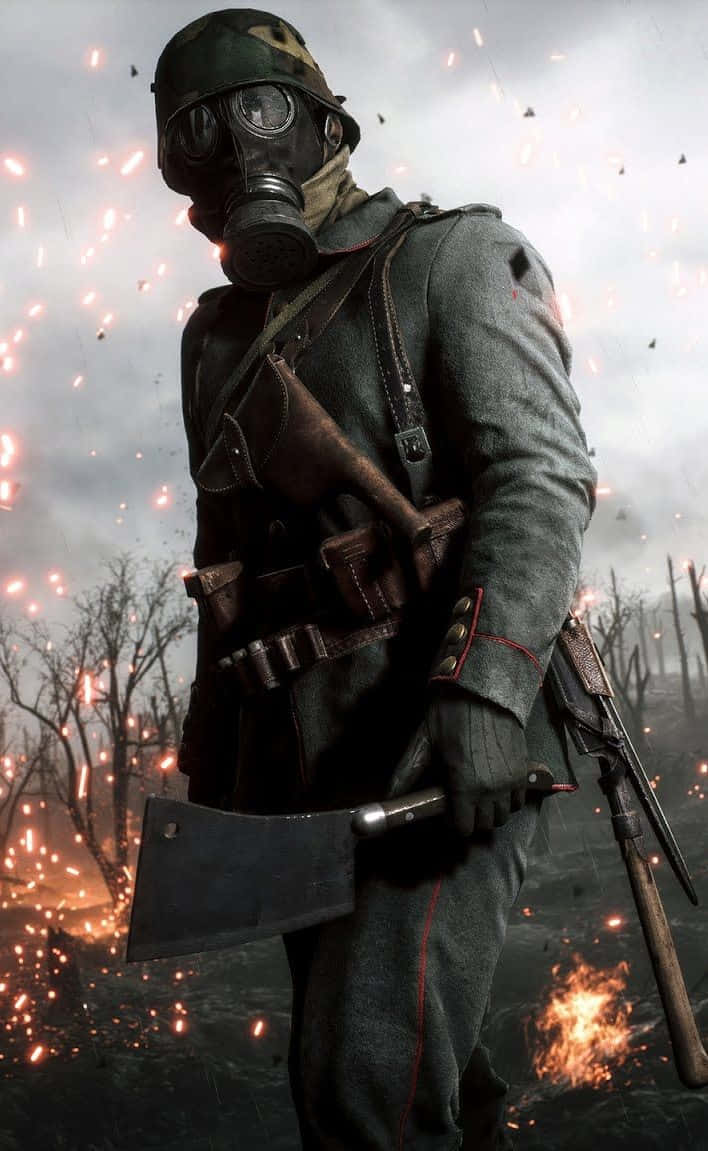 Pixel3xl Bakgrundsbild Battlefield 1 Soldat Med Gasmask.