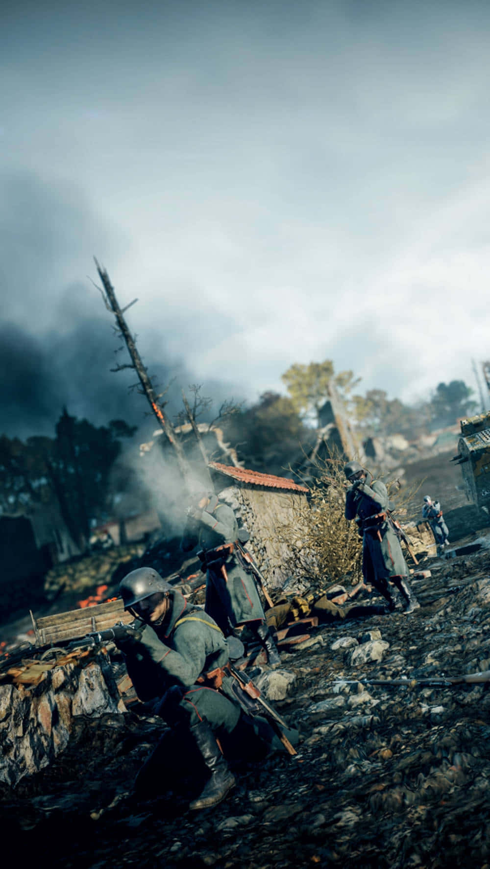 Pixel3xl Battlefield 1 Bakgrund Med En Skvadron Av Soldater Som Strider.