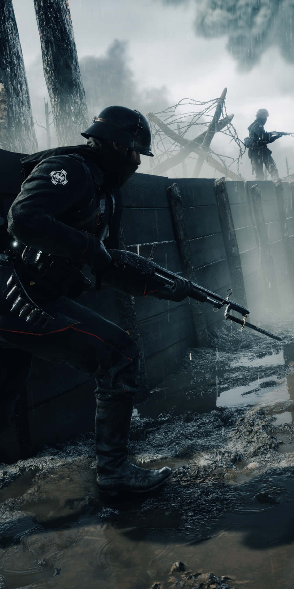 Pixel3xl Bakgrundsbild Från Battlefield 1 Med En Soldat I En Barrikad.