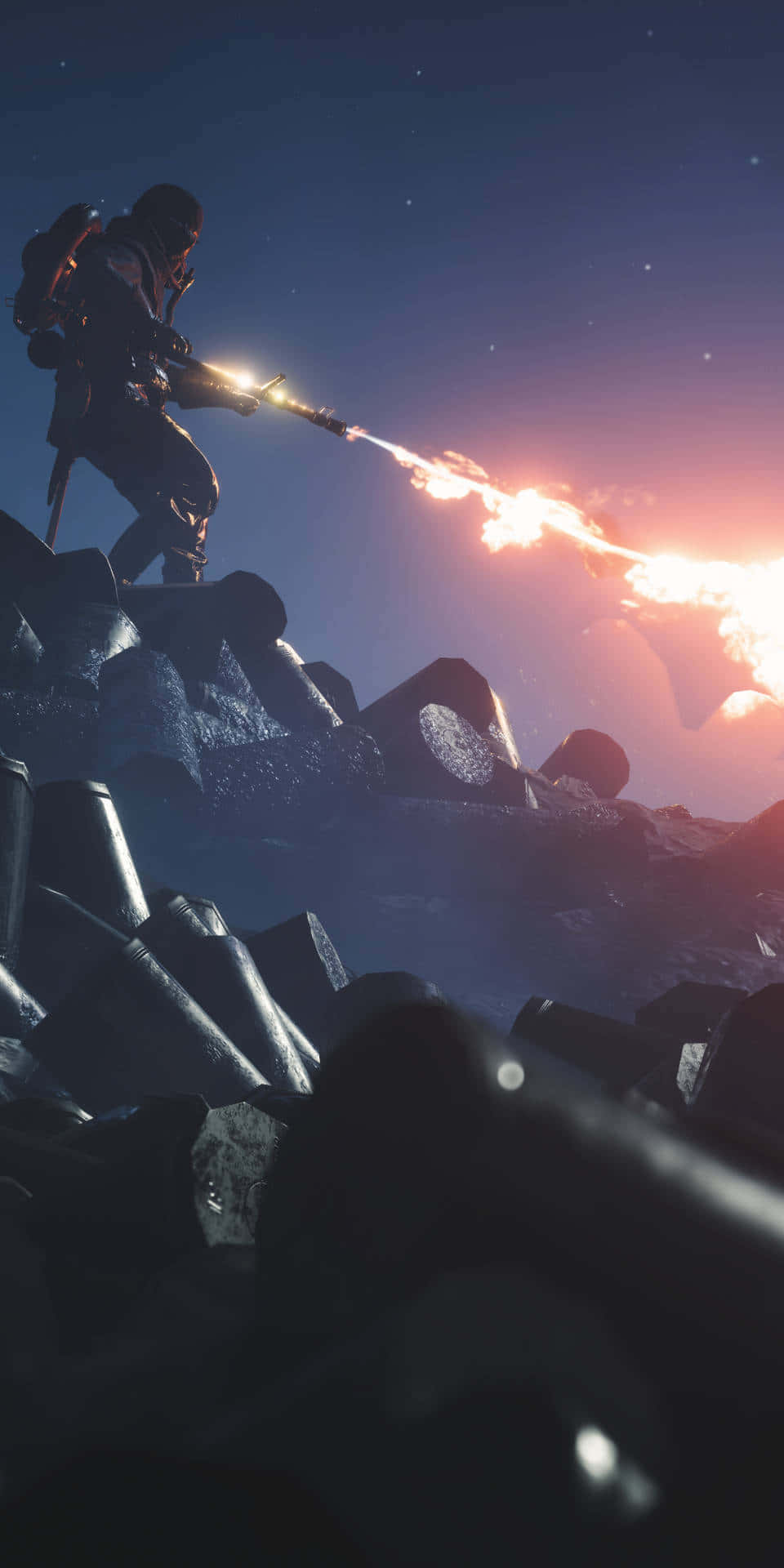 Pixel 3xl Battlefield 1 baggrundsoldat Skydning Flamethrower