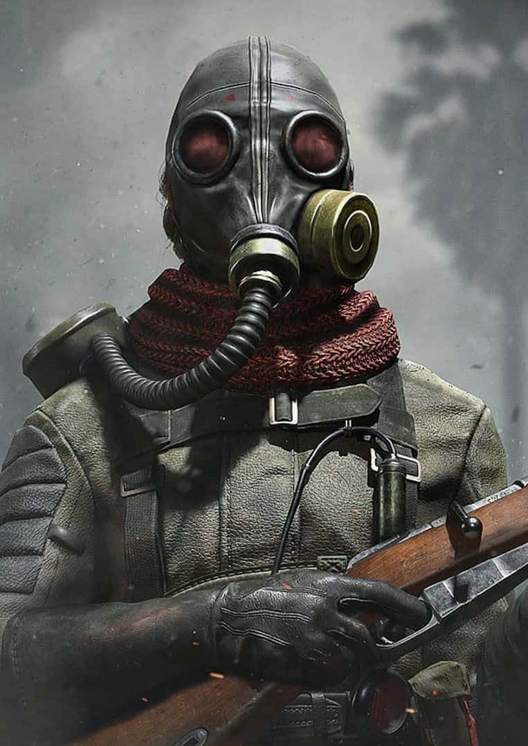 Pixel3xl Battlefield 1 Bakgrundsbild Soldat Som Bär En Full Gasmask.