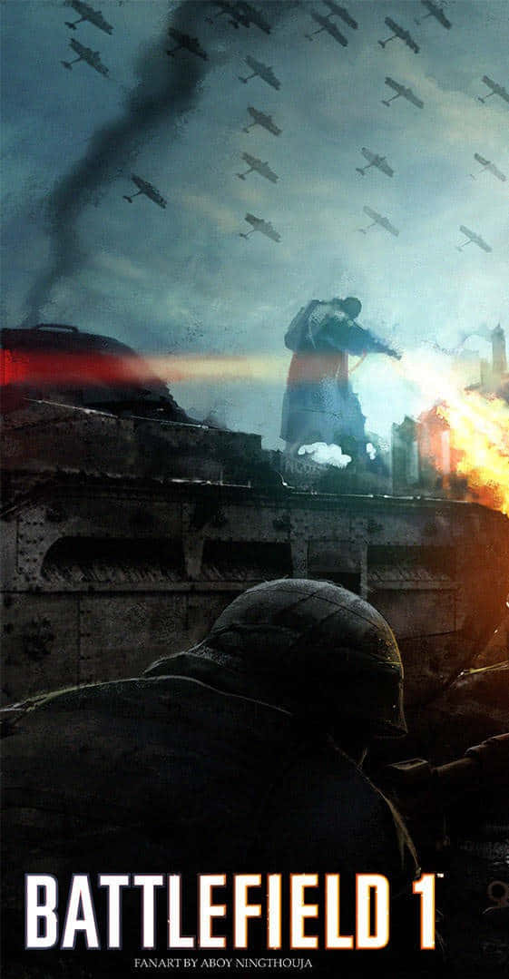 Pixel3xl Battlefield 1 Bakgrundsbild Med Soldater Som Rör Sig Med Stridsvagnen.