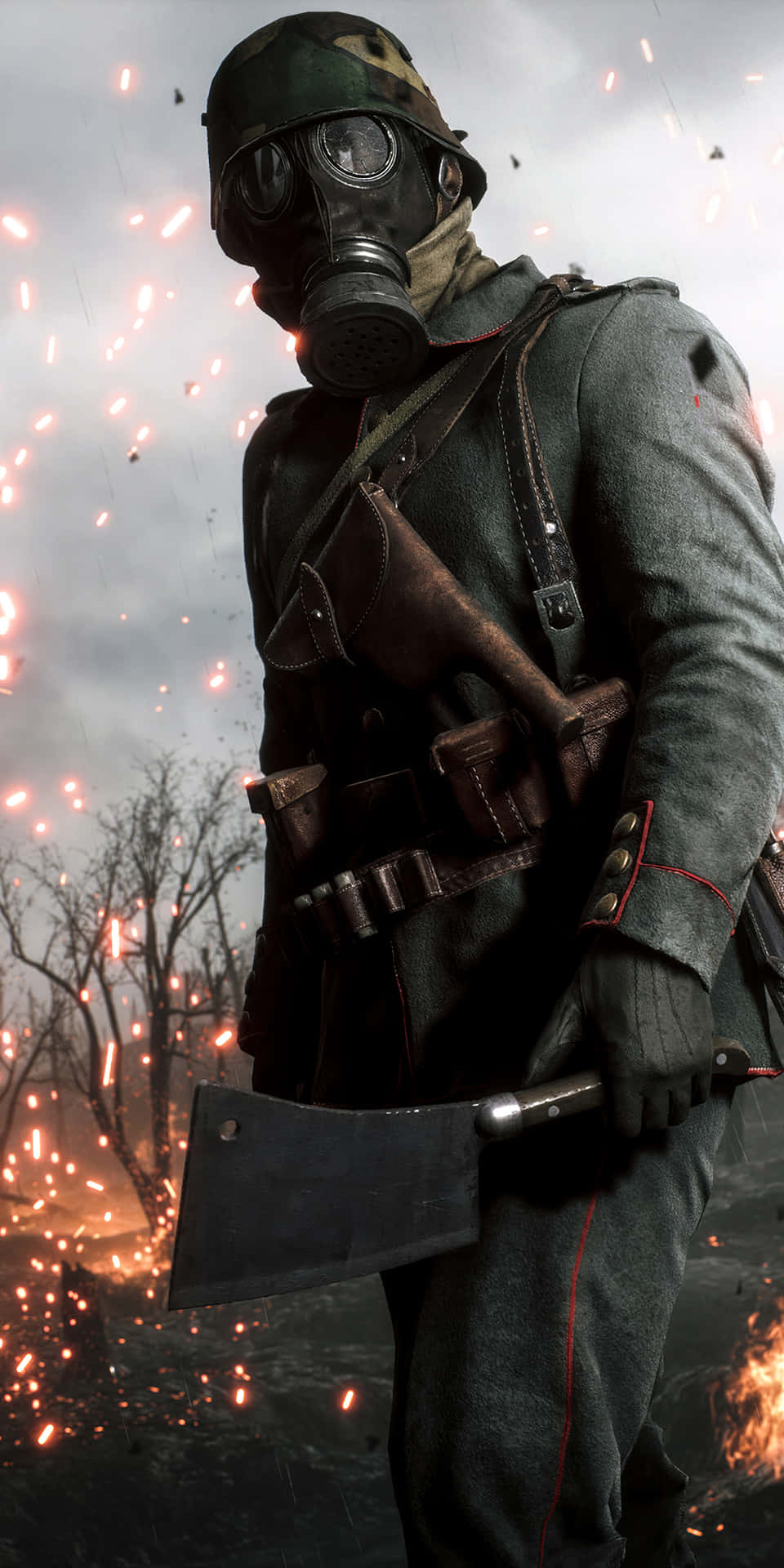 Pixel3xl Bakgrundsbild Med Battlefield 1 Motiv, Soldat Som Håller En Yxa.