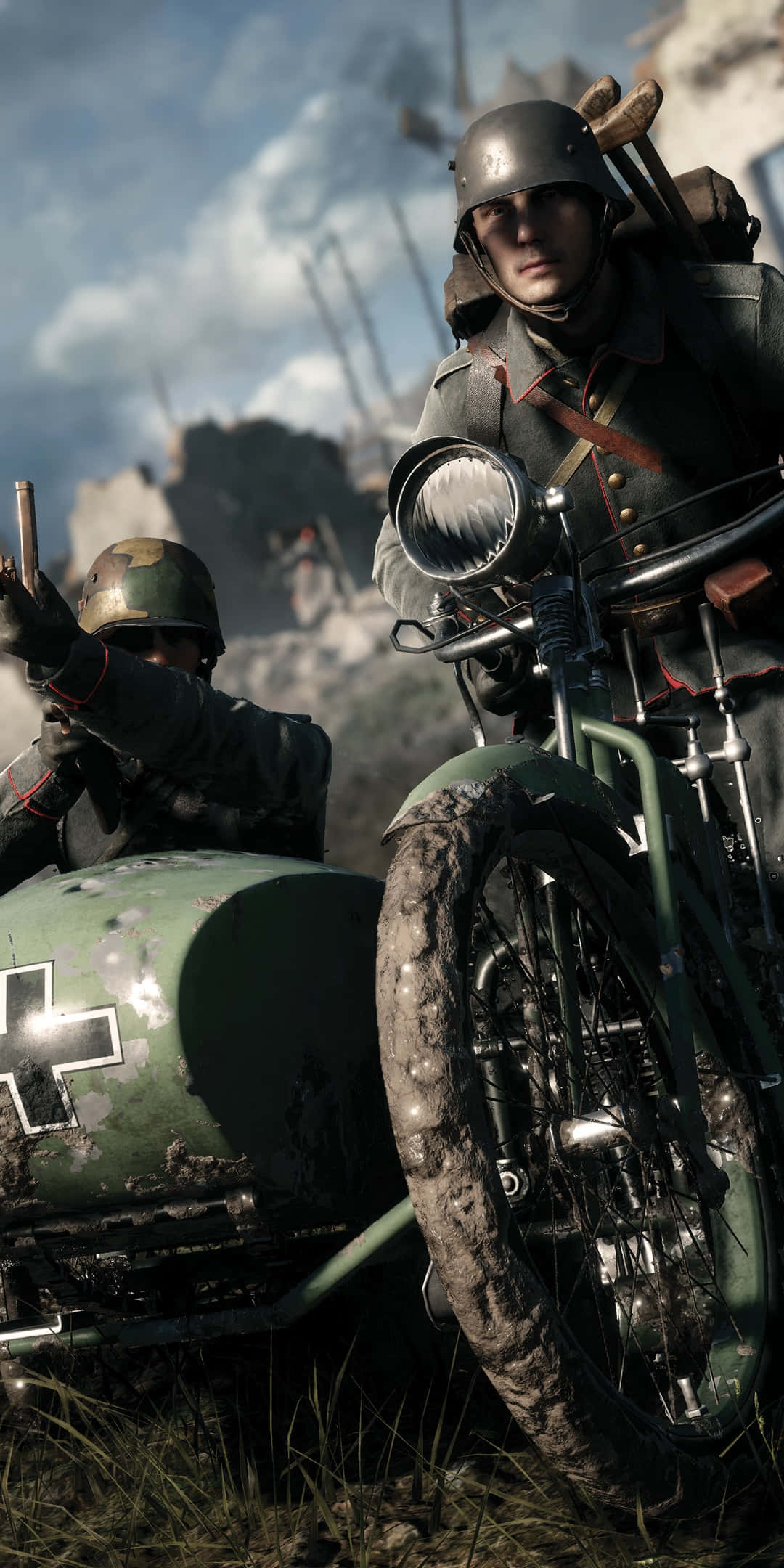 Fondode Pantalla Para Pixel 3xl De Battlefield 1 Con Un Soldado Montando Una Motocicleta.