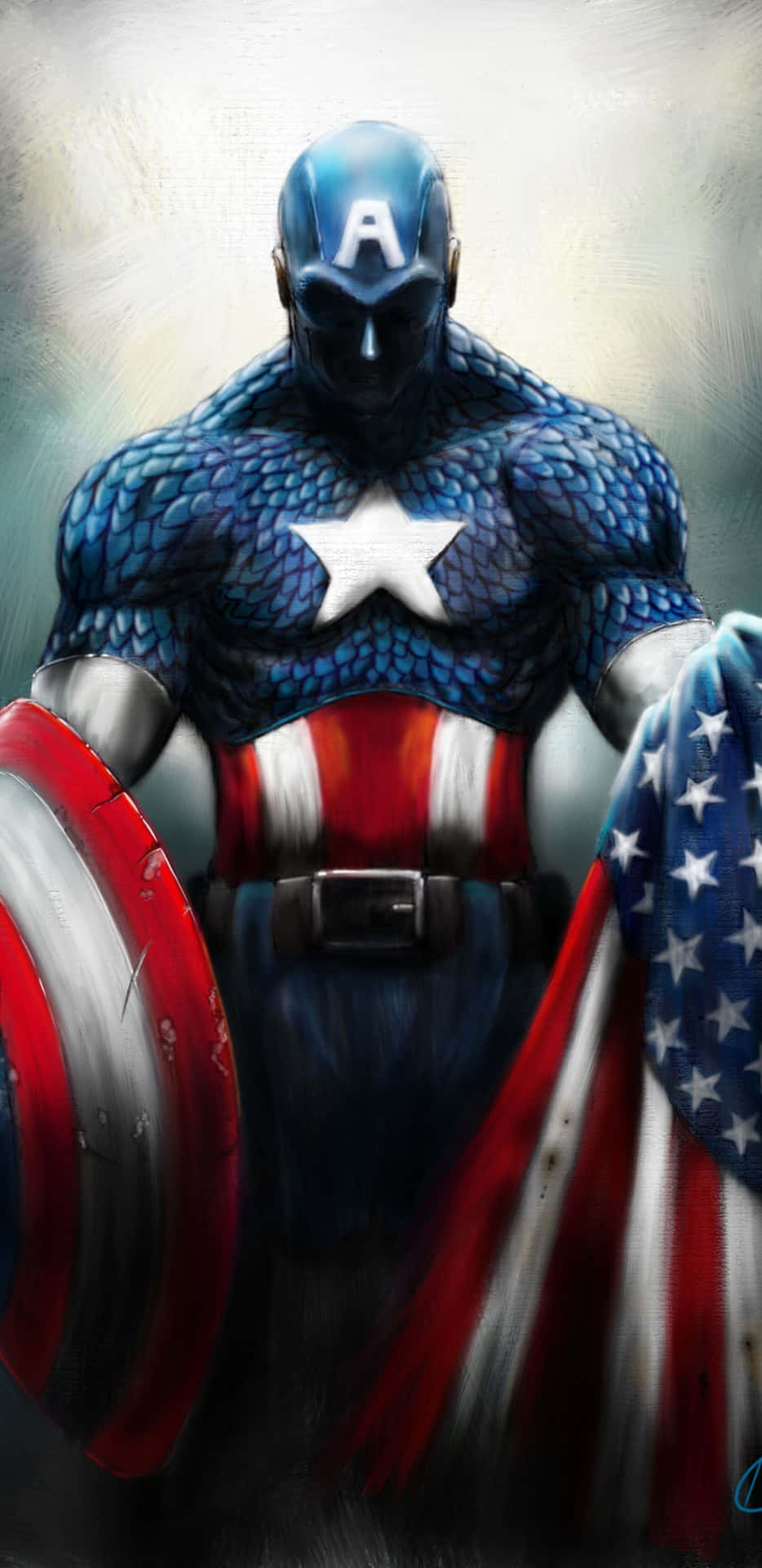 Illustrazioned'arte Dello Sfondo Di Captain America Per Pixel 3xl.