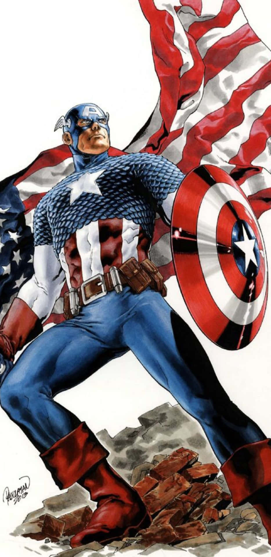 Pixel 3xl Captain America baggrund Comic Pattern Wallpaper