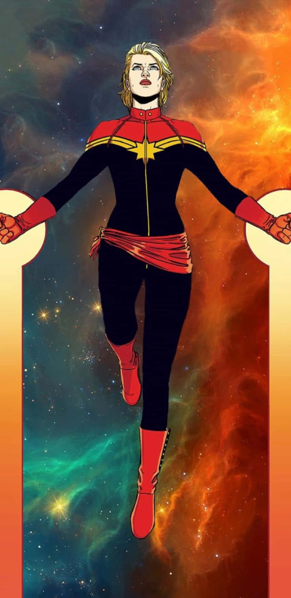 Pixel 3xl Captain Marvel Background Flying In Galaxy Background