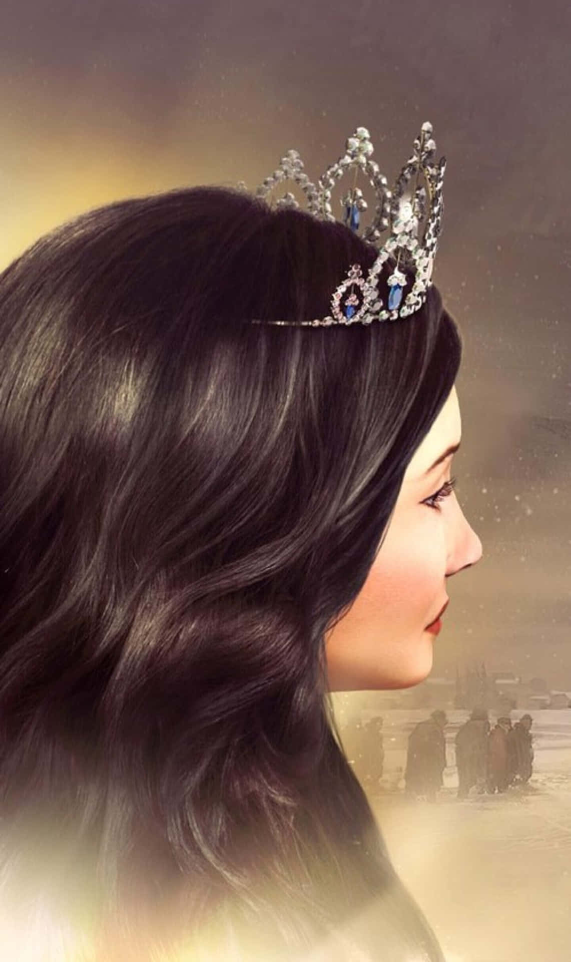 A Woman With Long Hair Is Wearing A Tiara