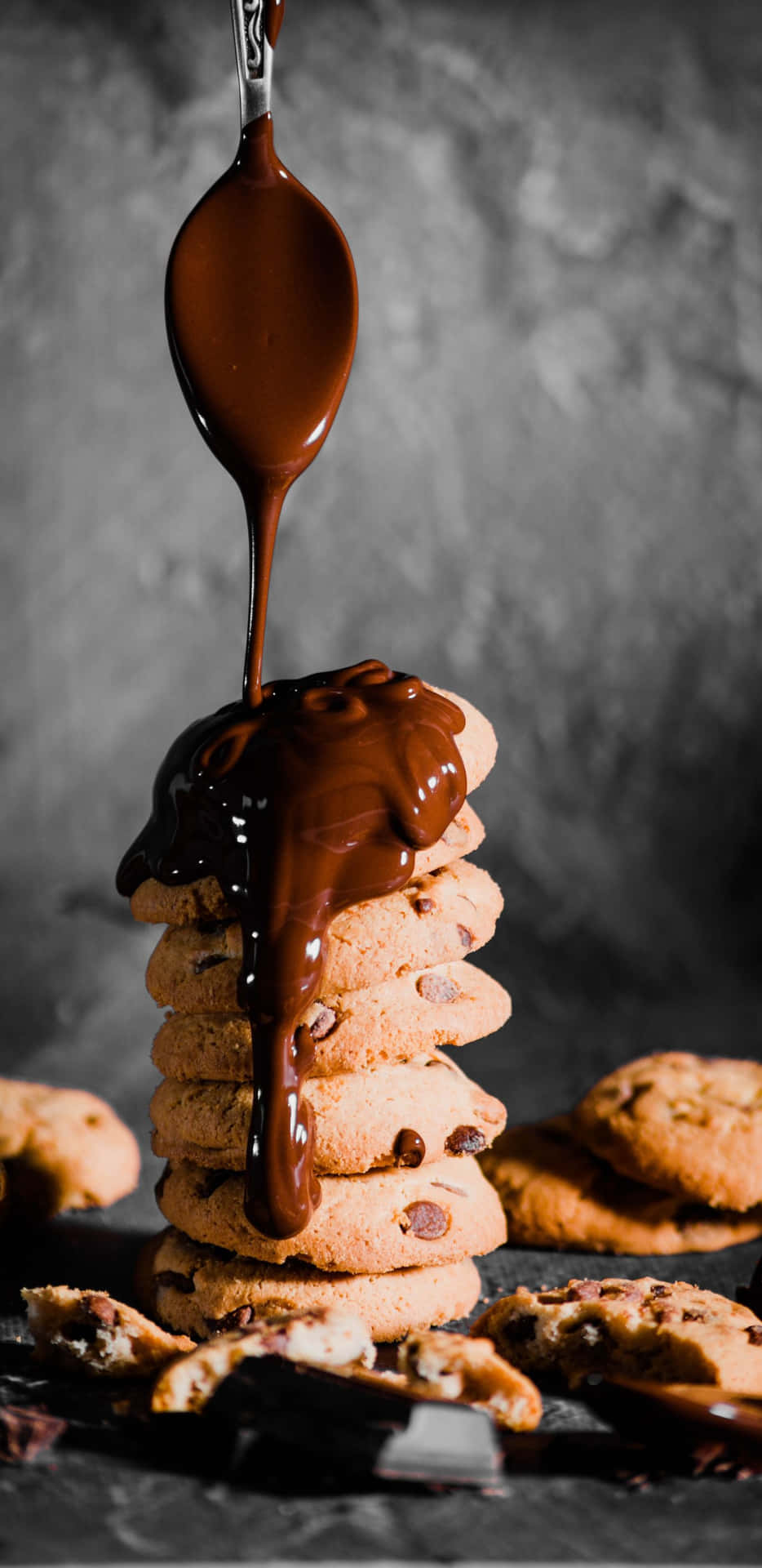 Melted Chocolate Pixel 3XL Cookies Background