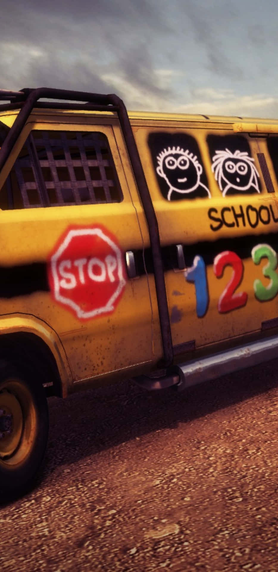 A School Bus With A Sign On It