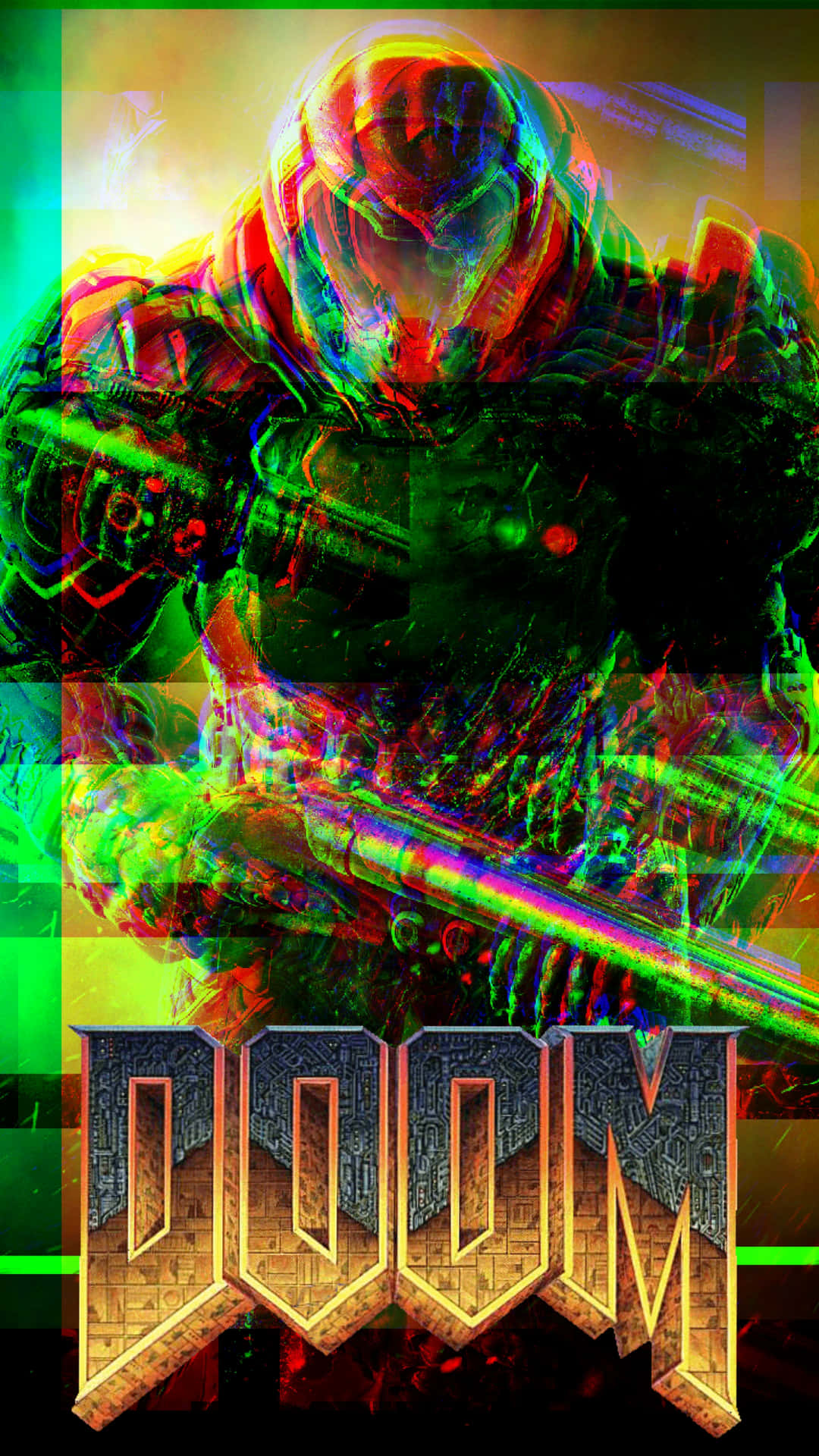 Doom - A Colorful Image Of A Man With A Gun