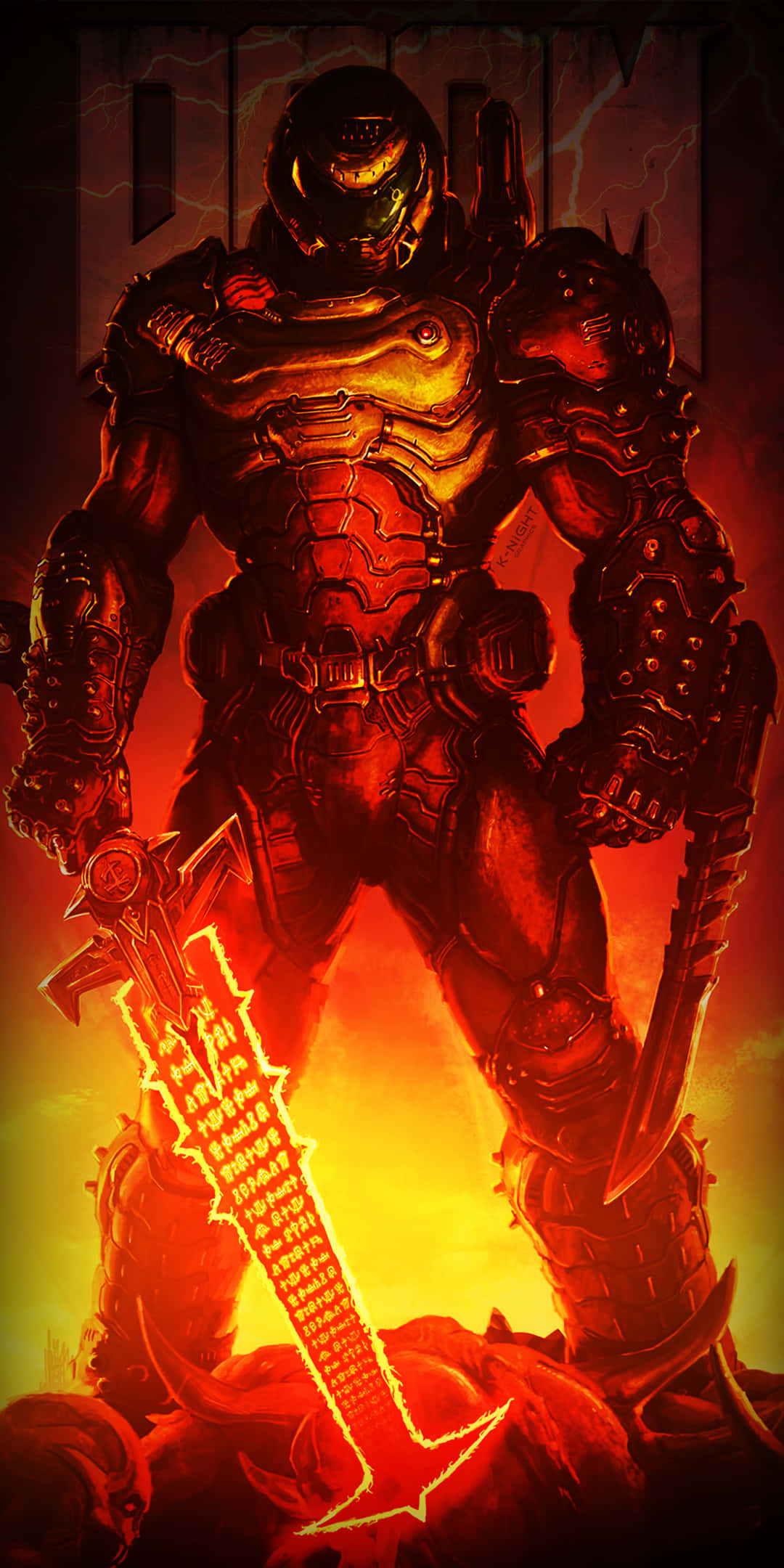 Flammendesportrait Pixel 3xl Doom Hintergrund