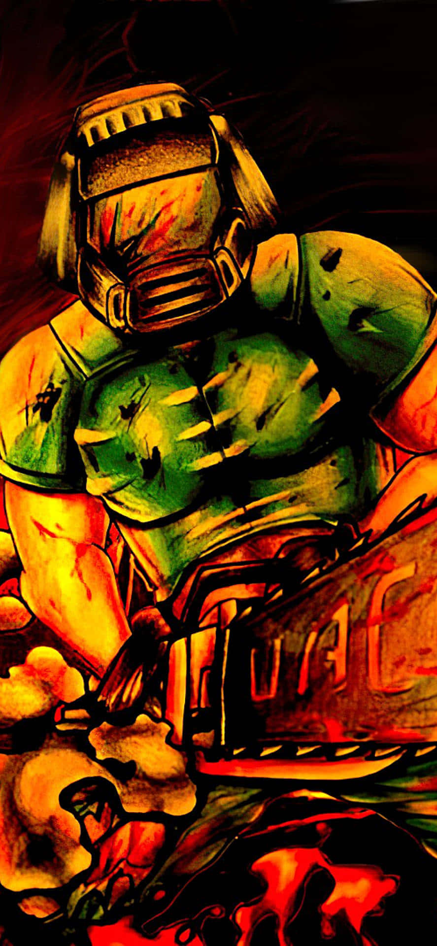 Personajeficticio Doom Guy En Pixel 3xl Doom Eternal Shooter Fondo De Pantalla.