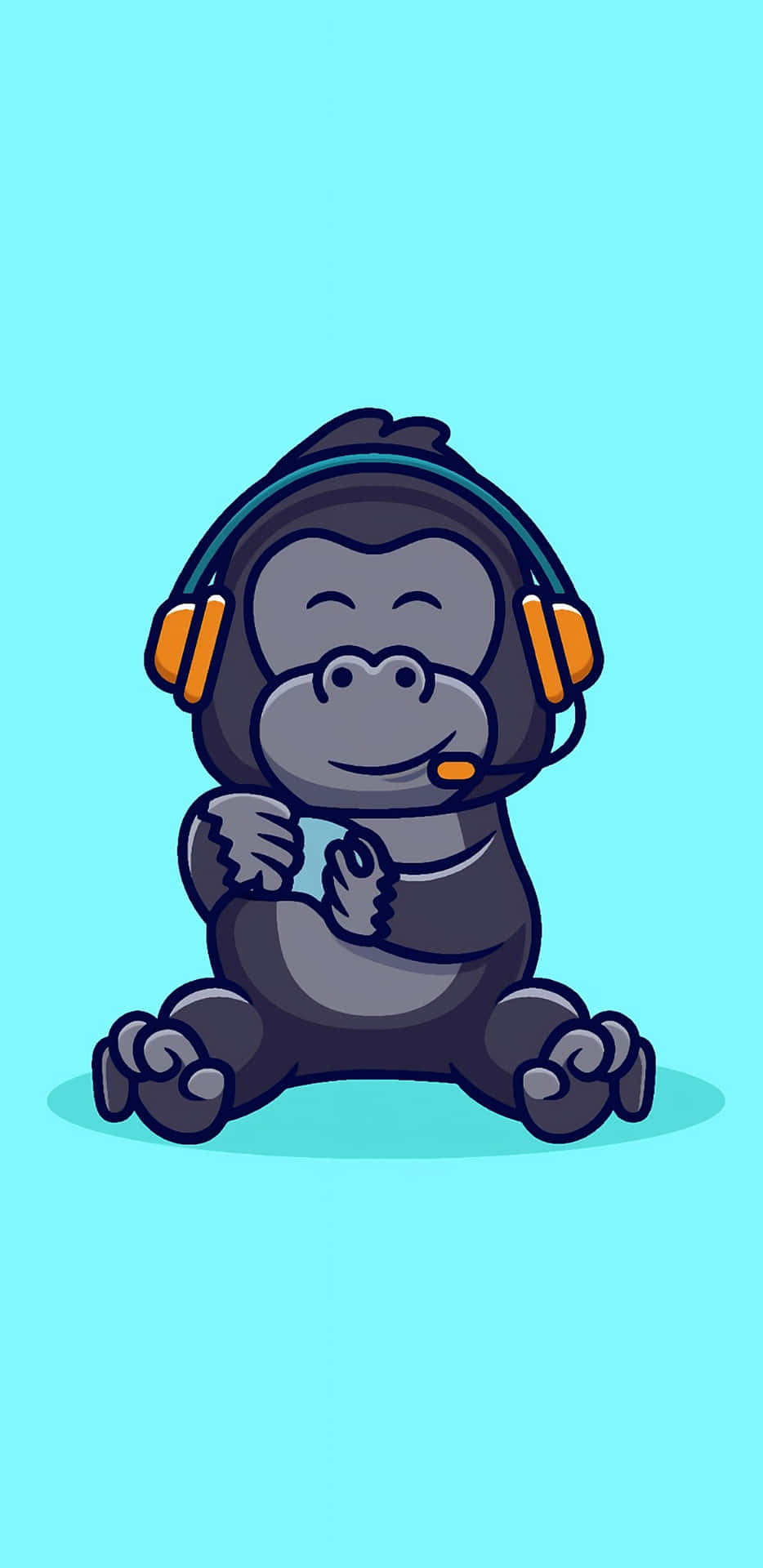 Pixel3 Xl Gorilla Hintergrund Mit Headset-illustration