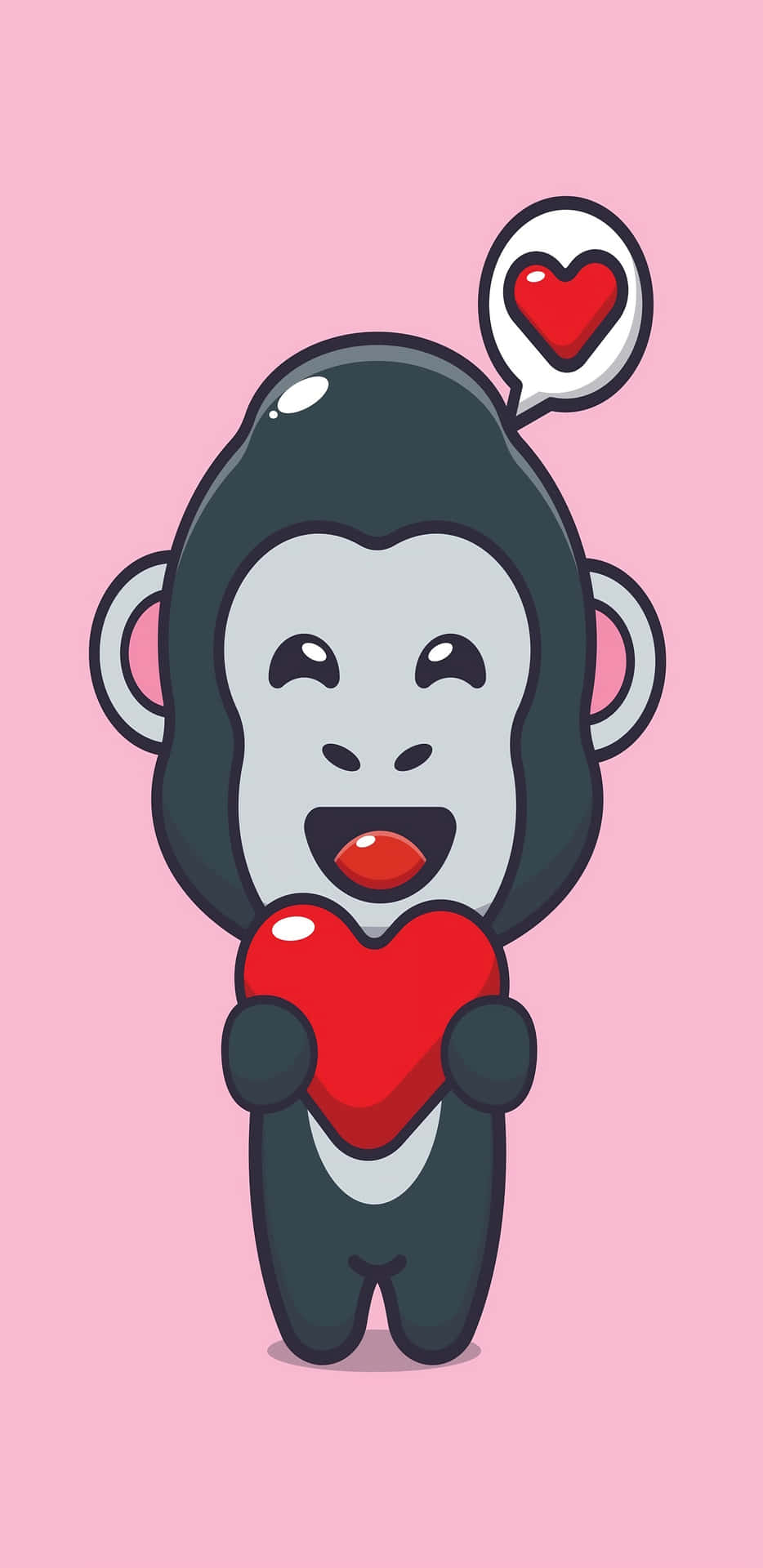 Pixel 3xl Gorilla Background With Heart