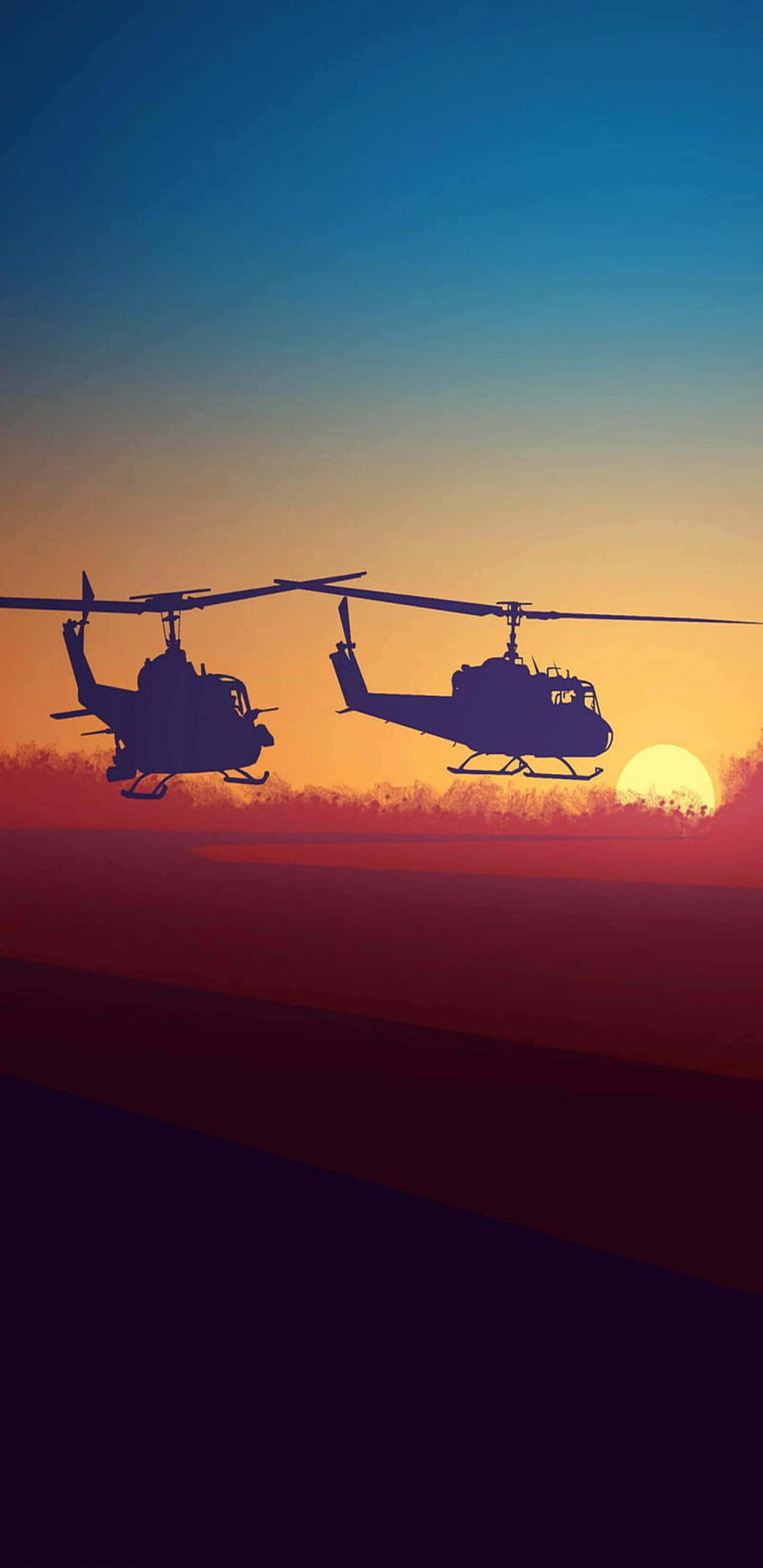 Pixel 3xl Helicopters Background Two Bell UH-1 Iroquois