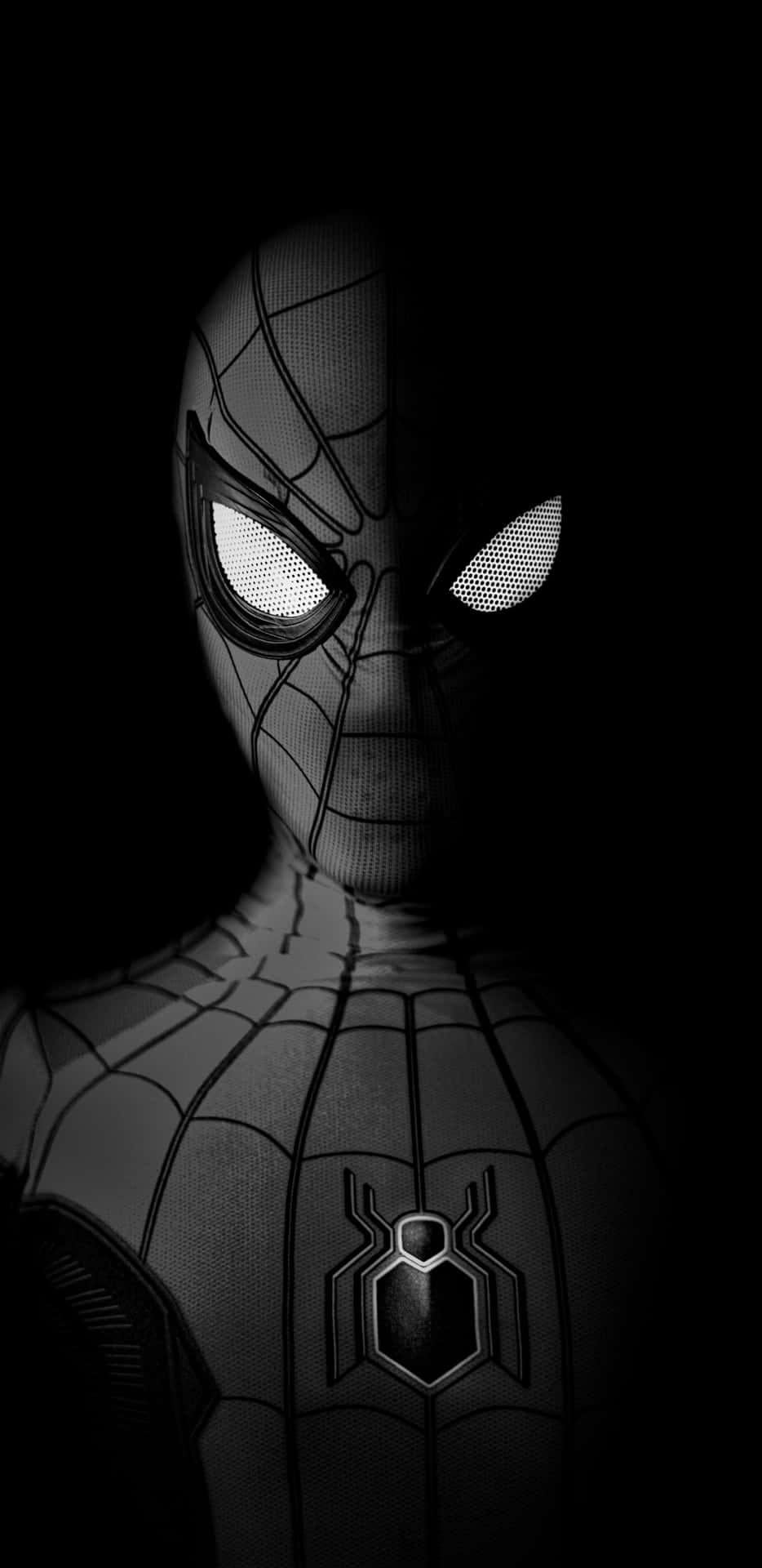 Sort æstetisk Pixel 3xl Marvel baggrund af Spiderman