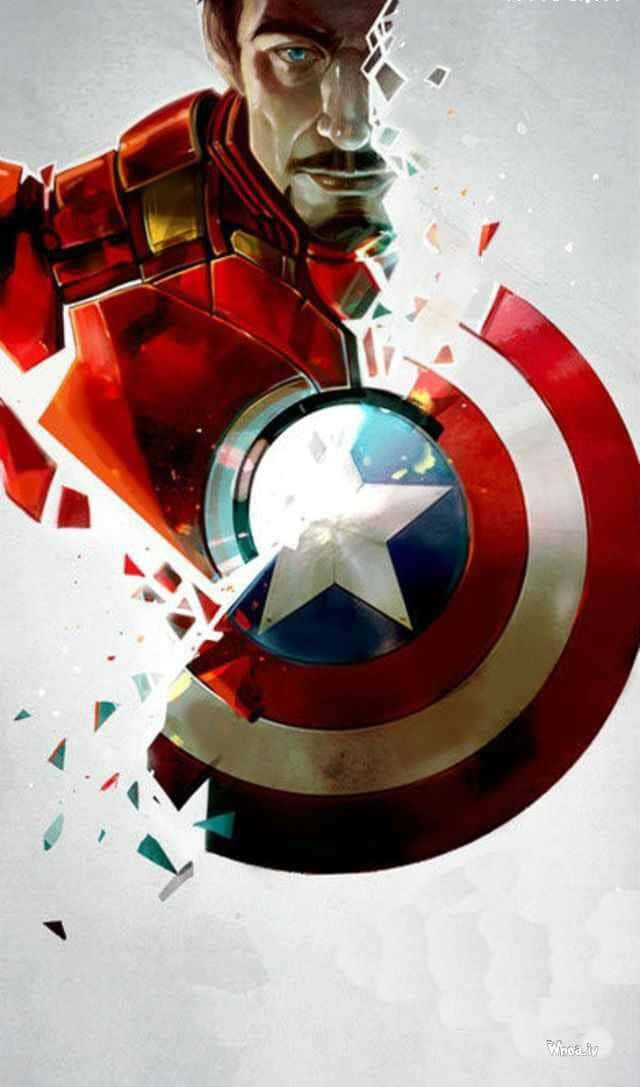 Pixel 3xl Marvel's Avengers Background Iron Man Captain America Cracking Effect 640 x 1087 Background