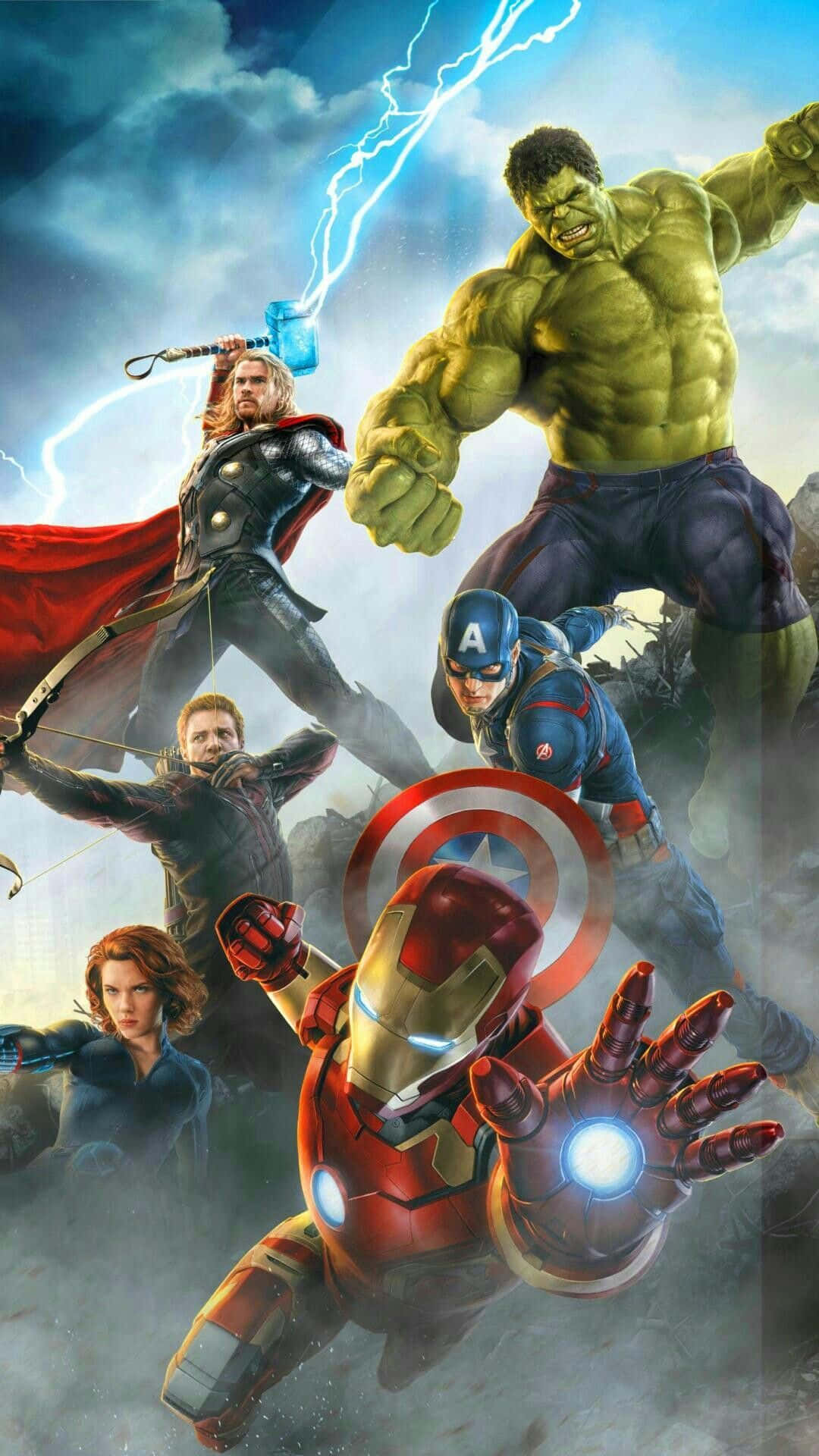 Papelde Parede Dos Vingadores Da Marvel Para O Pixel 3xl Com Iron Man E Hulk.