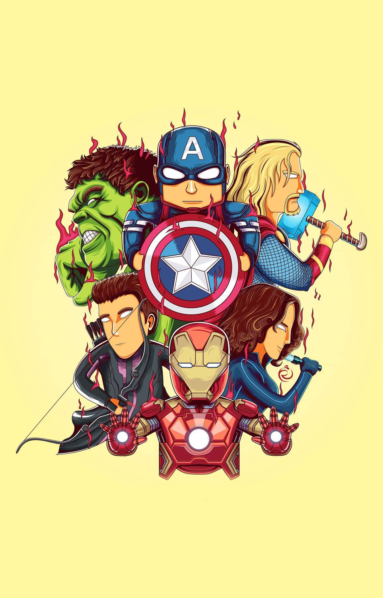 Pixel 3xl Marvel's Avengers Background In A Chibi Form 1229 x 1920 Background