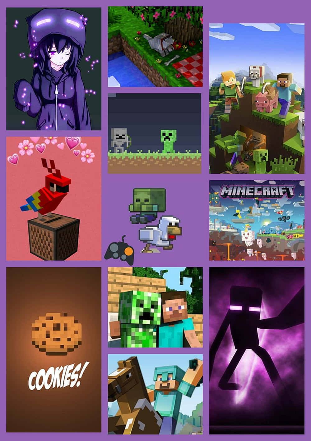 Pixel 3xl Minecraft Background Purple Borders