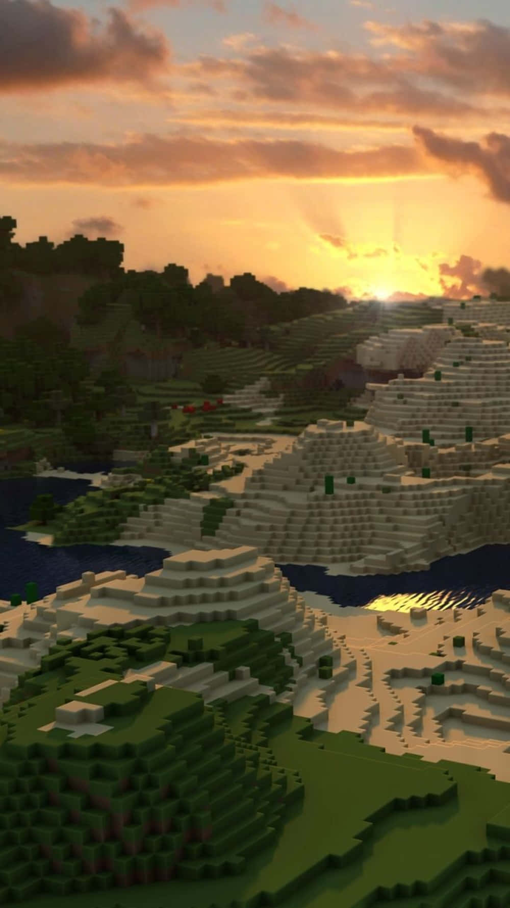 Fondode Pantalla Minecraft Para Pixel 3xl De La Puesta De Sol En El Cielo.