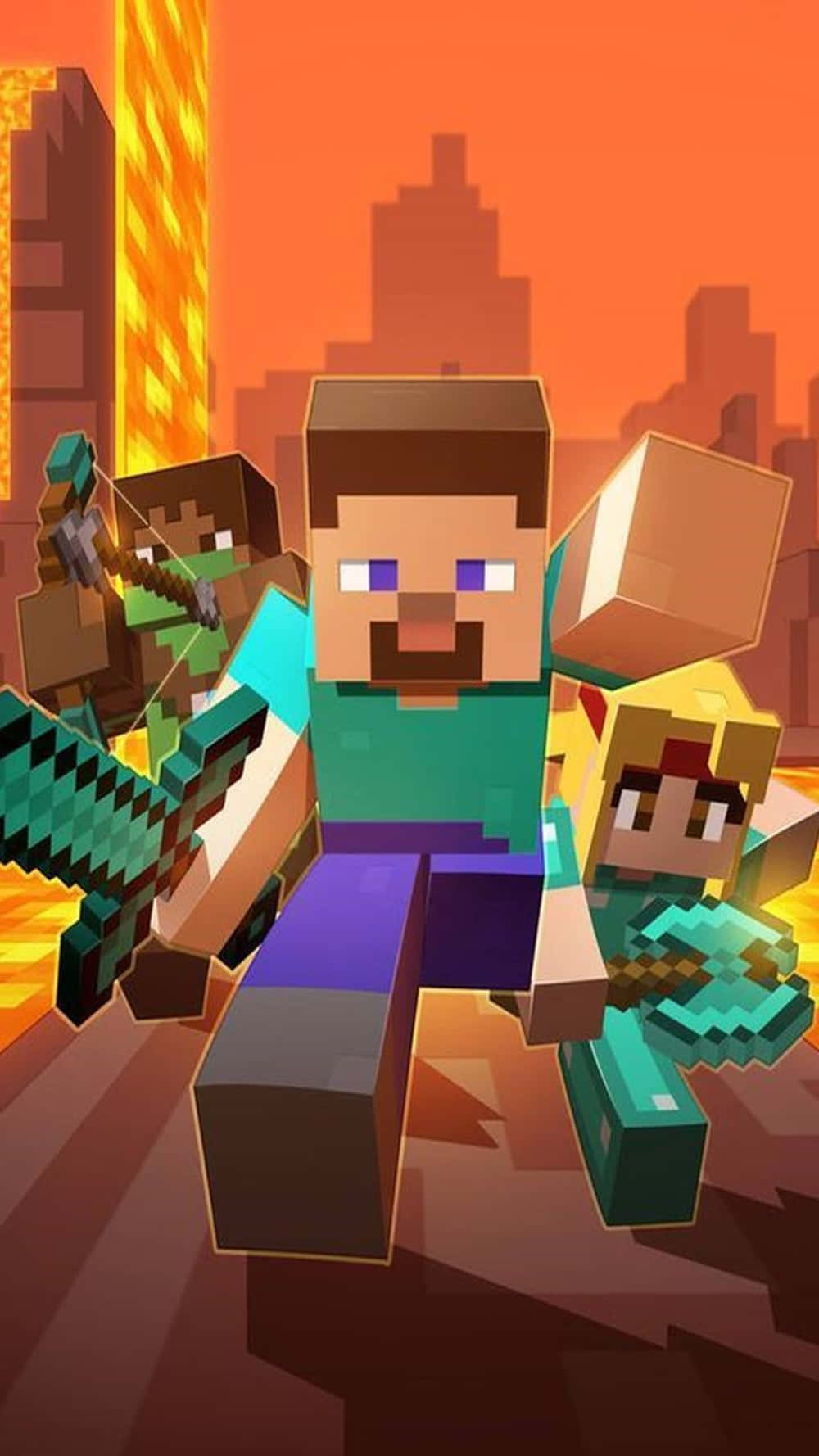 Pixel3xl Hintergrund Minecraft Charaktere Waffen