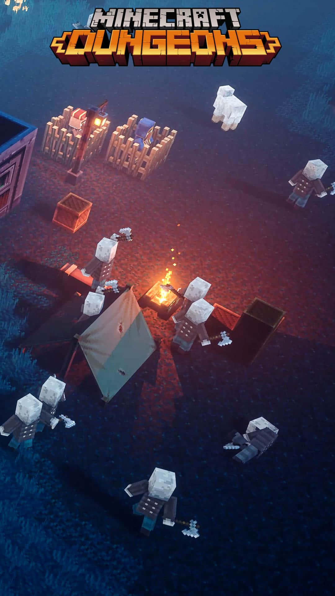 Fondode Pantalla De Minecraft Para Pixel 3xl: Campamento De Fogata En Mazmorras.