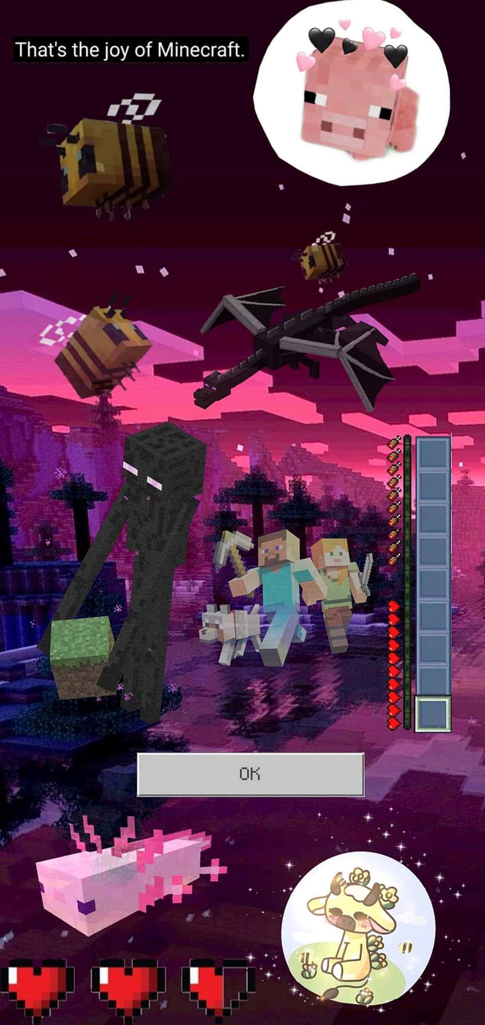 Pixel 3xl Minecraft Background Pink Black