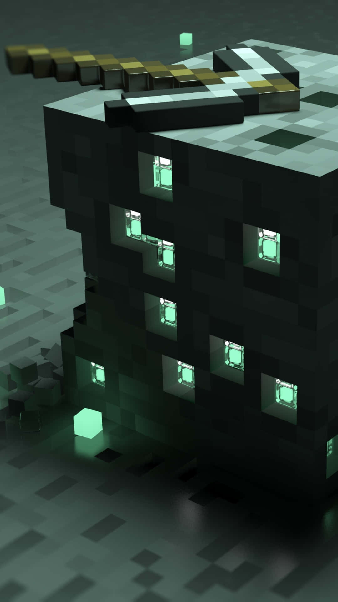Pixel 3xl Minecraft Baggrund Grå Bygning og Sky Scene