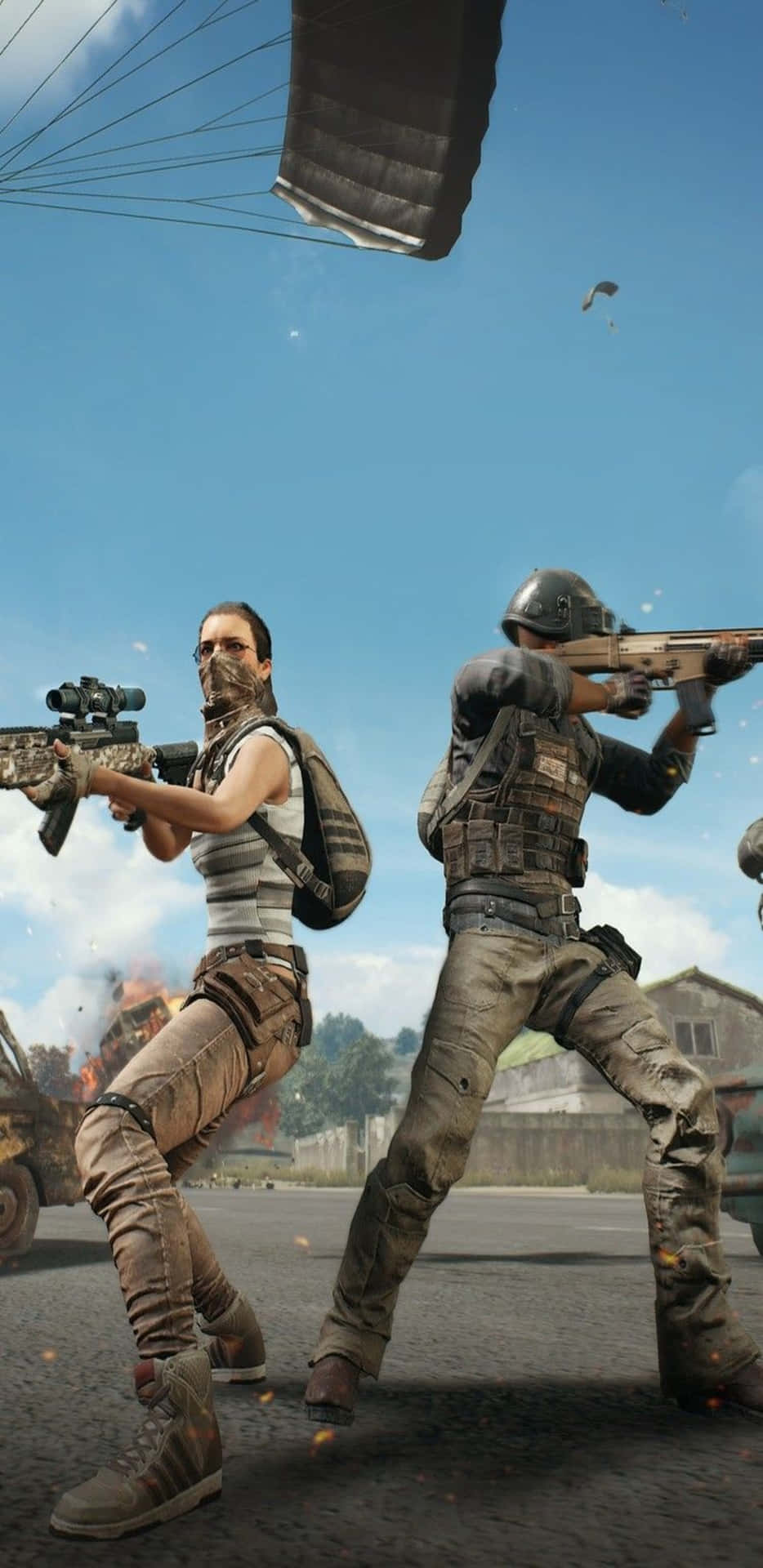 Pixel 3xl Playerunknown's Battlegrounds Background Armed Woman And Man