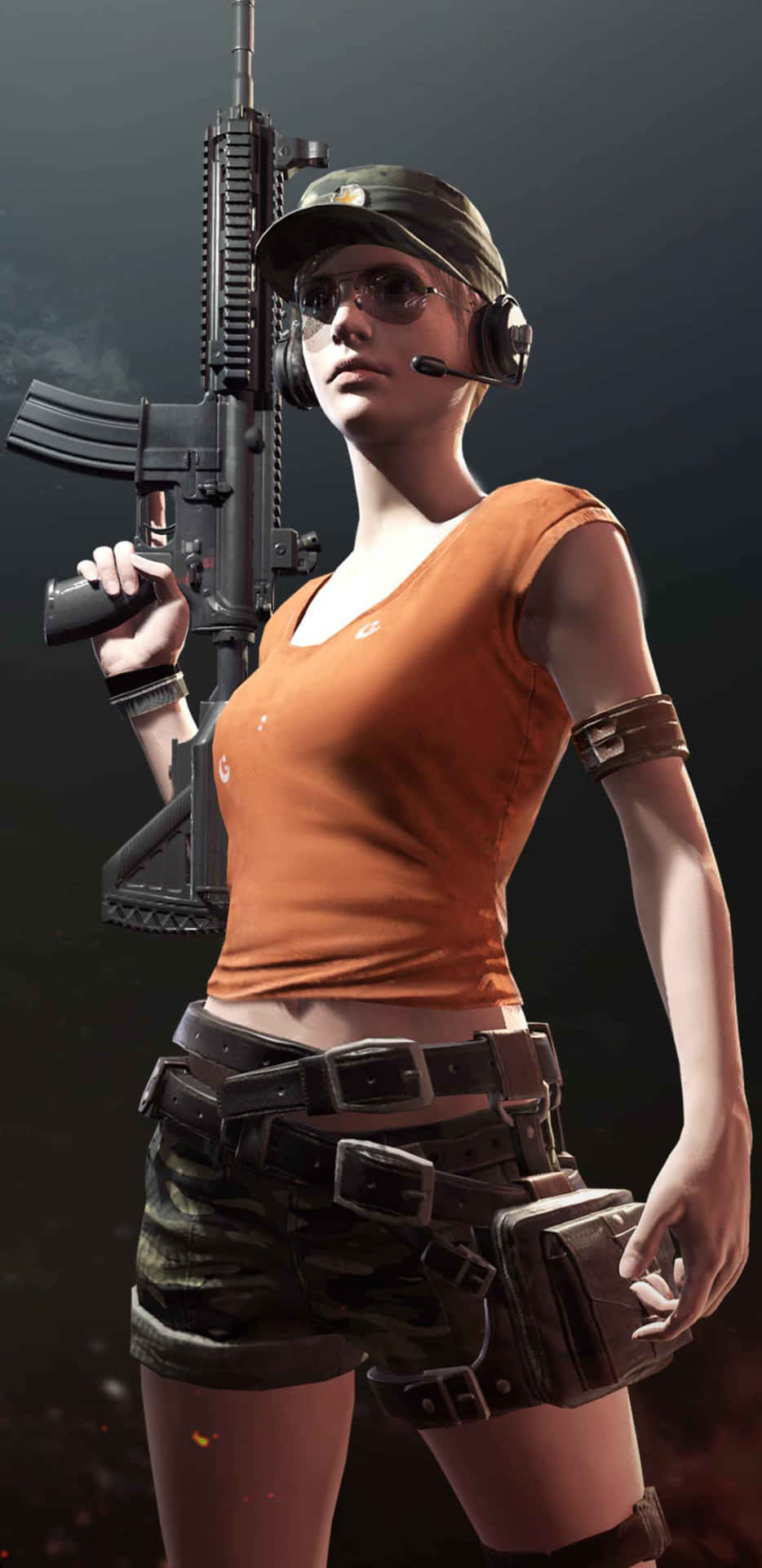 Pixel 3xl Playerunknown's Battlegrounds Baggrund Bewæpnet Kvinde Orange Skjorte
